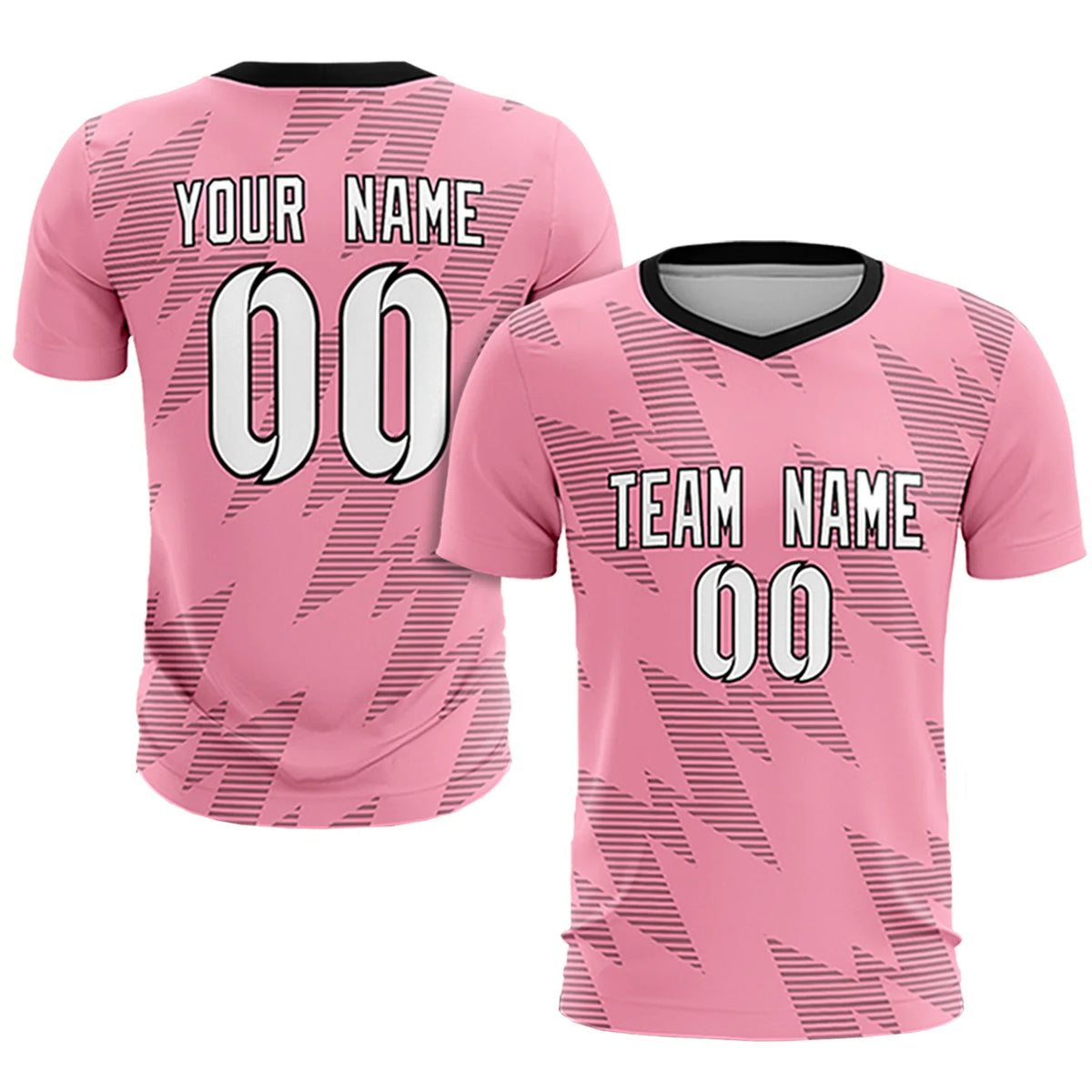 Custom Light Pink Black Quick Dry Training Uniform Soccer Sets Jersey
