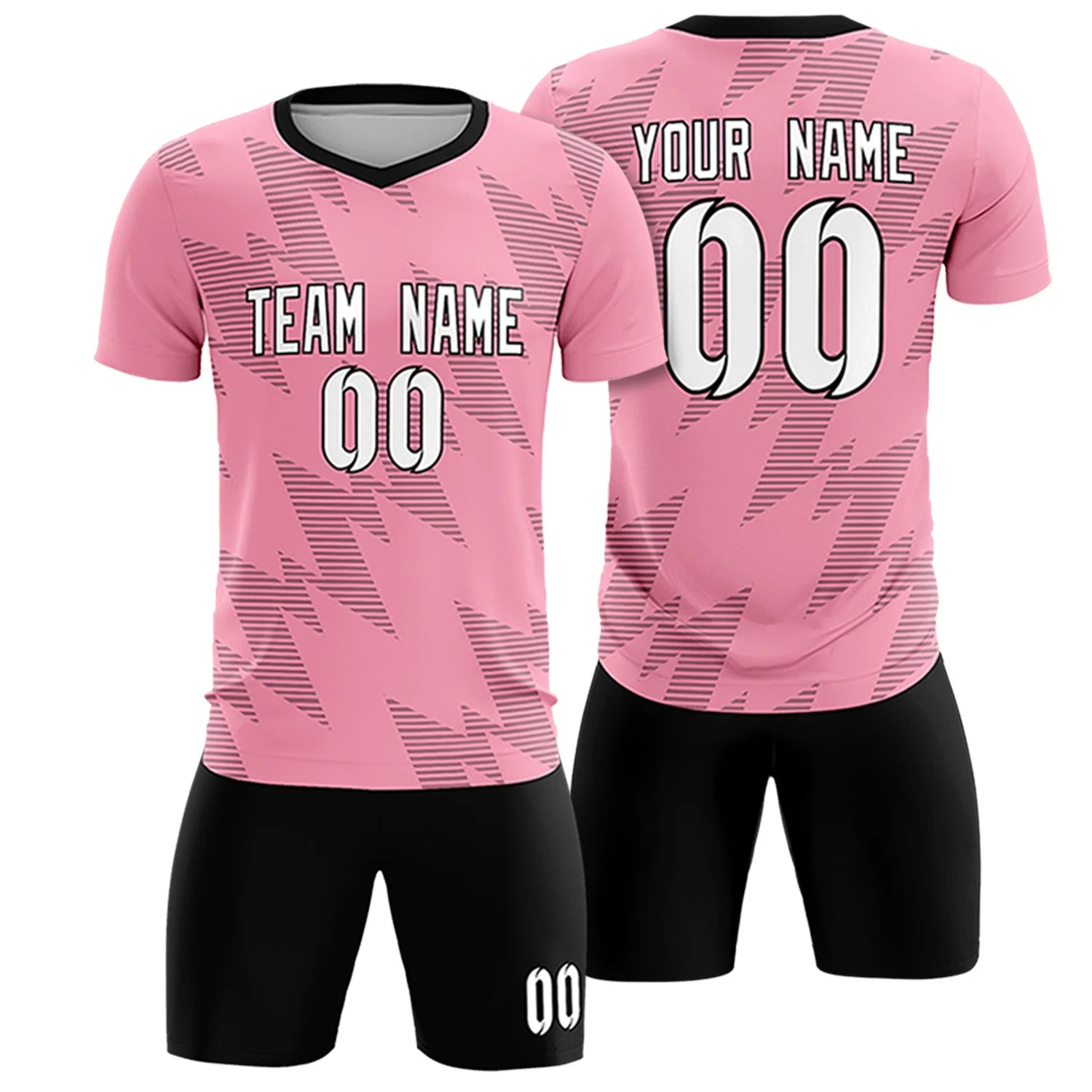 Custom Light Pink Black Quick Dry Training Uniform Soccer Sets Jersey