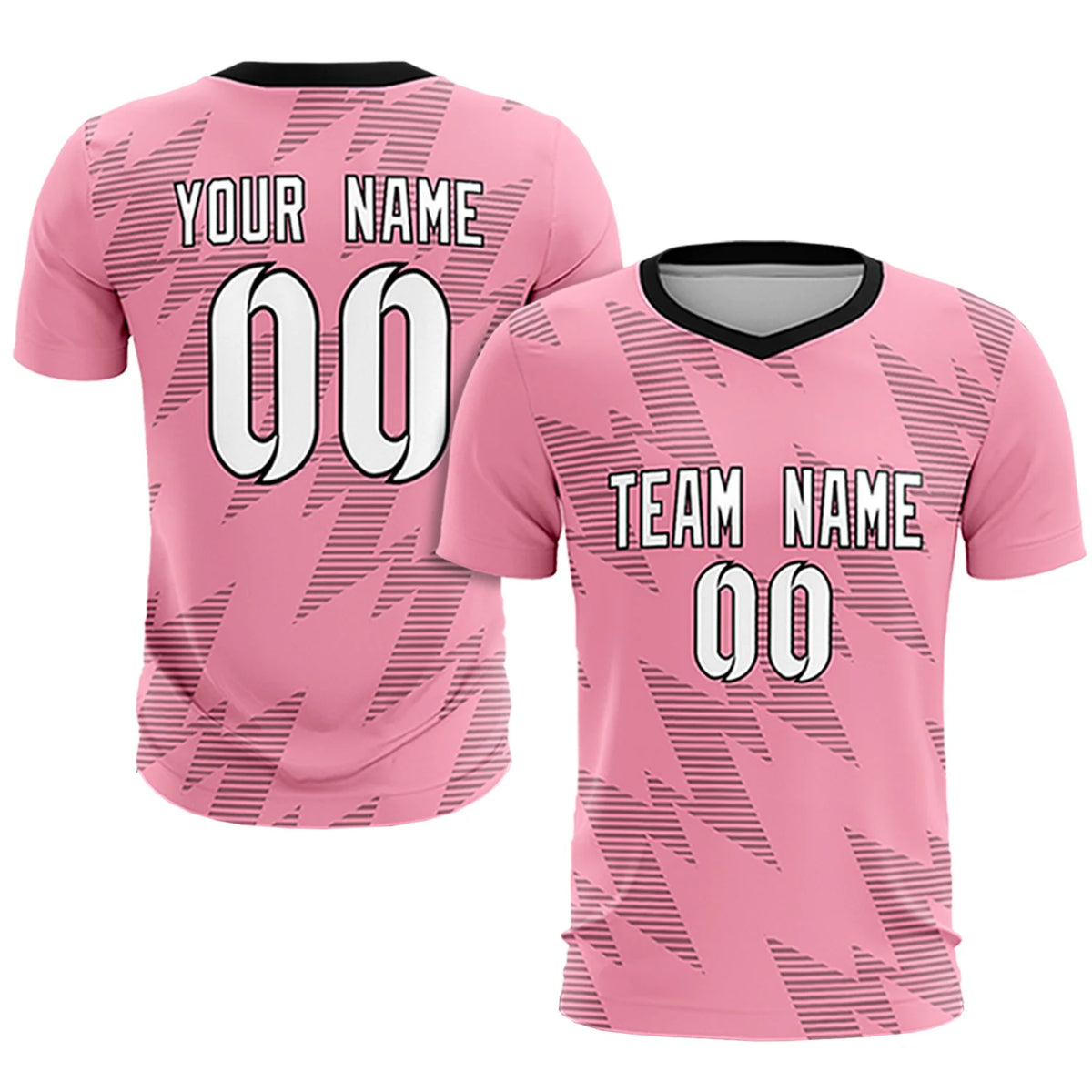 Custom Light Pink Black Quick Dry Training Uniform Soccer Sets Jersey