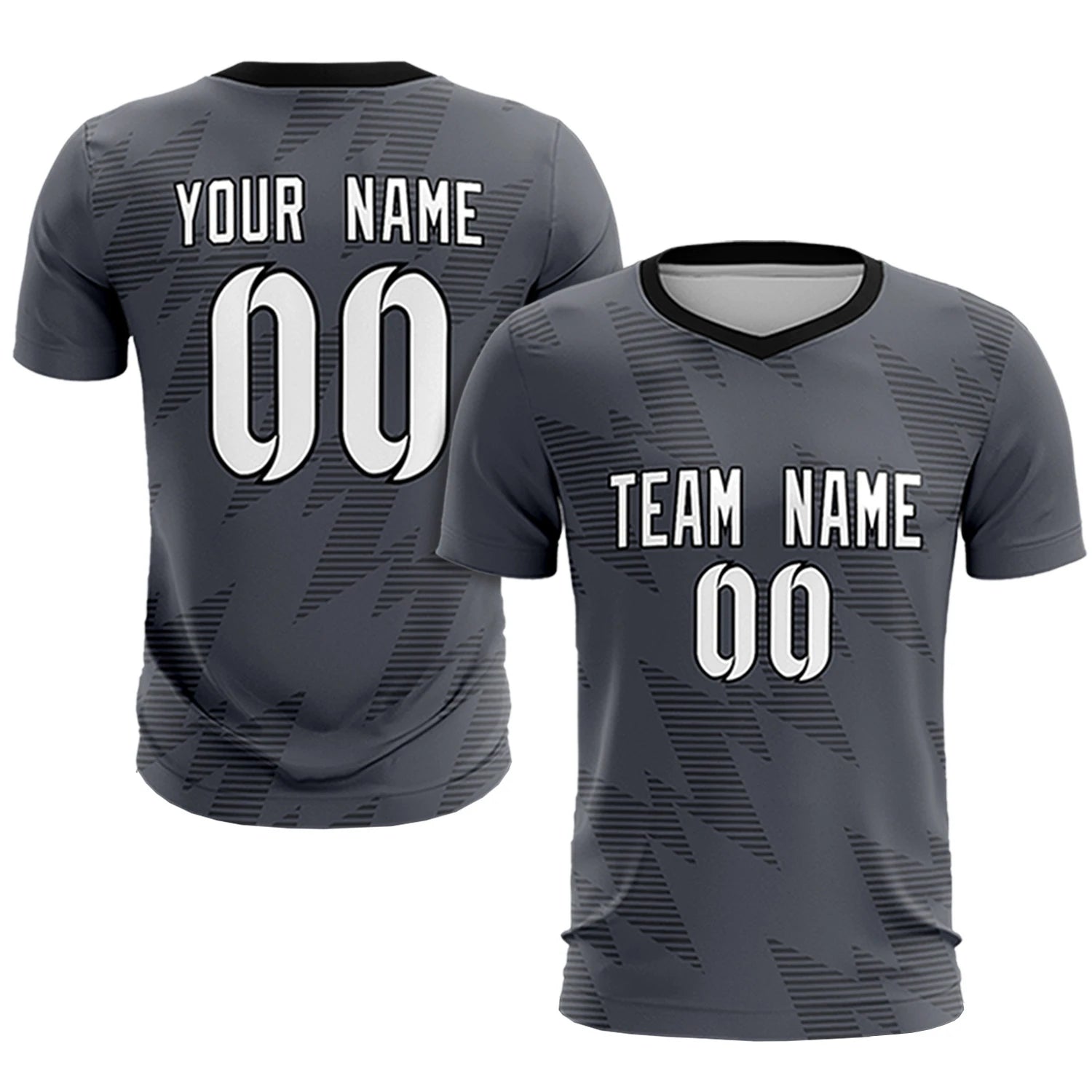 Custom Gray Black Quick Dry Training Uniform Soccer Sets Jersey