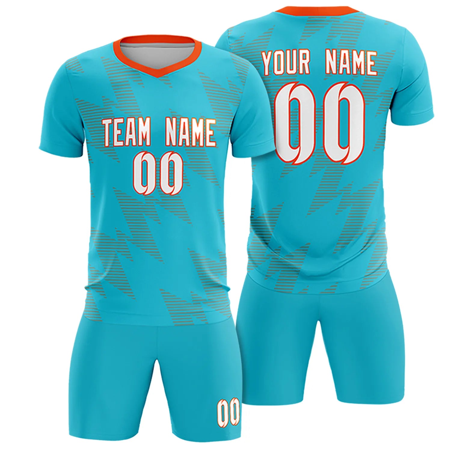 Custom Aqua Orange Quick Dry Training Uniform Soccer Sets Jersey