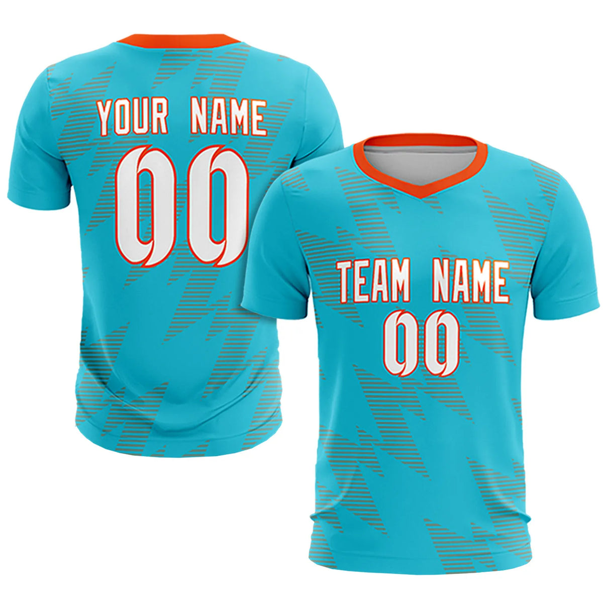 Custom Aqua Orange Quick Dry Training Uniform Soccer Sets Jersey