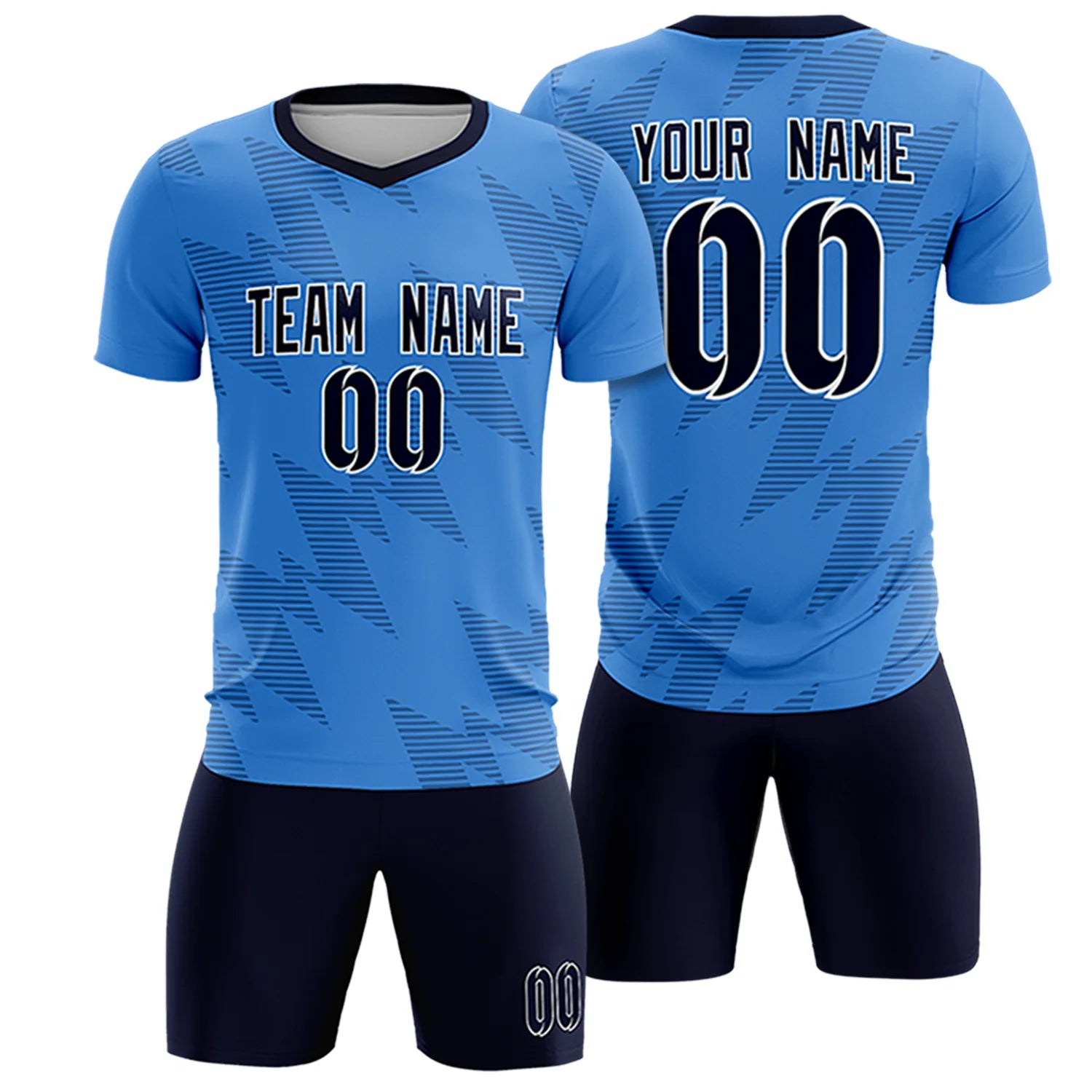 Custom Powder Blue Navy Quick Dry Training Uniform Soccer Sets Jersey