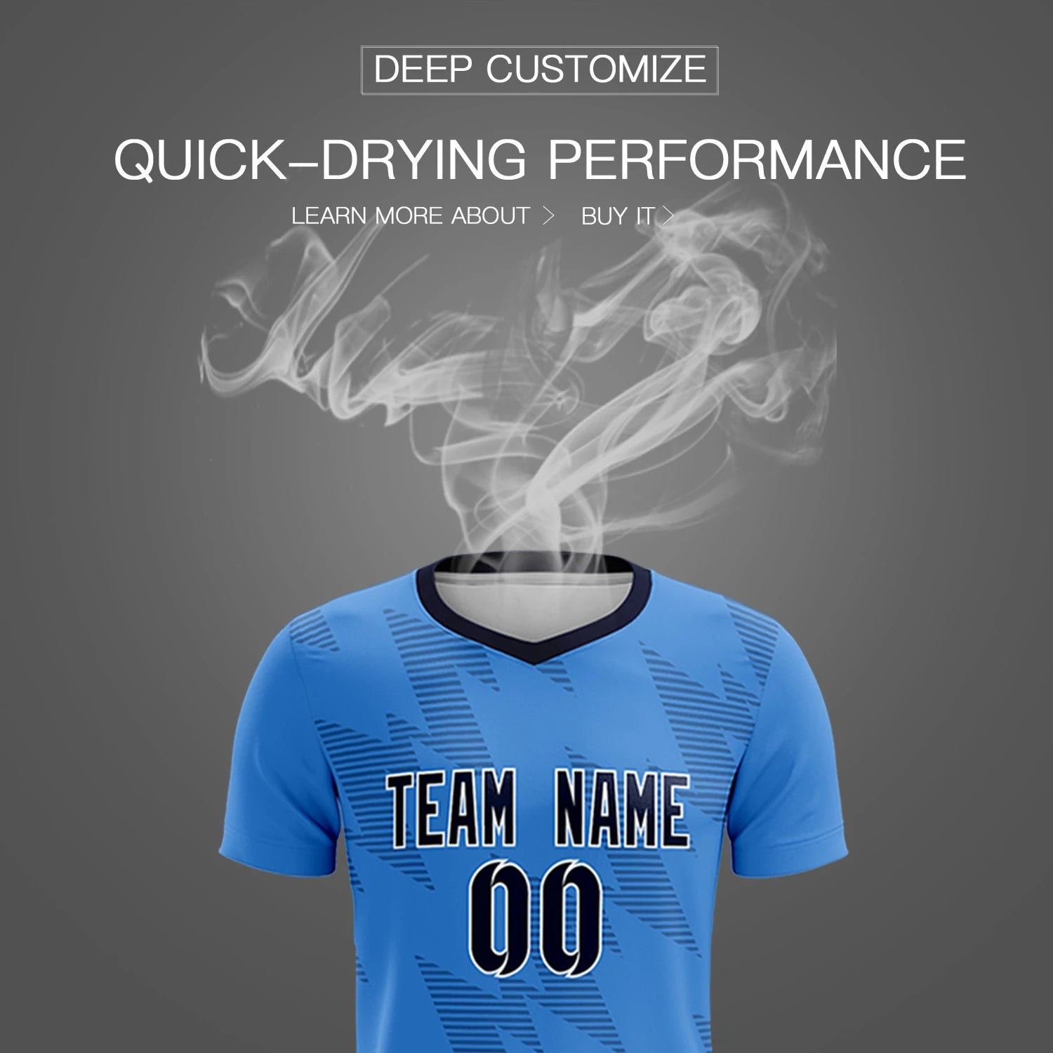 Custom Powder Blue Navy Quick Dry Training Uniform Soccer Sets Jersey