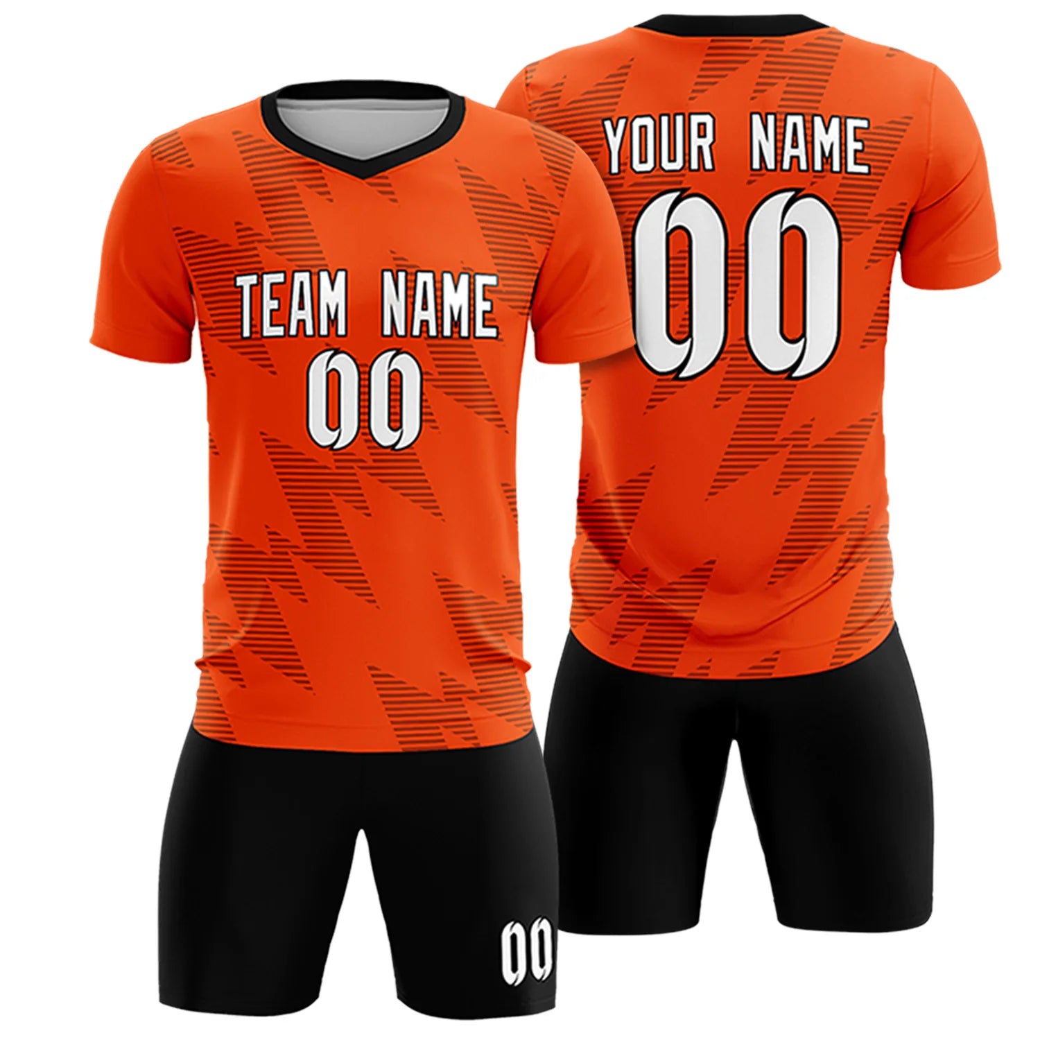 Custom Orange Black Quick Dry Training Uniform Soccer Sets Jersey