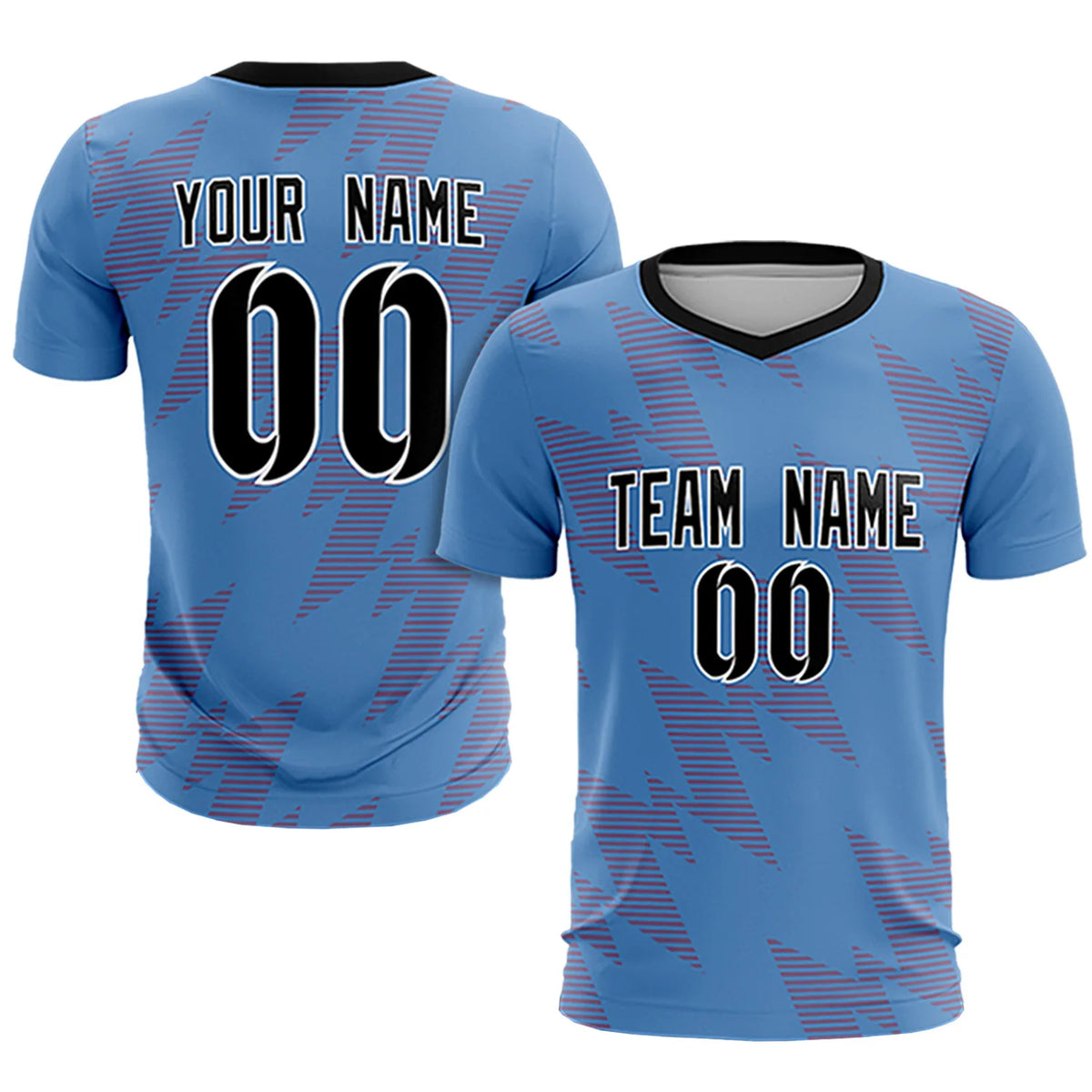 Custom Powder Blue Red Quick Dry Training Uniform Soccer Sets Jersey