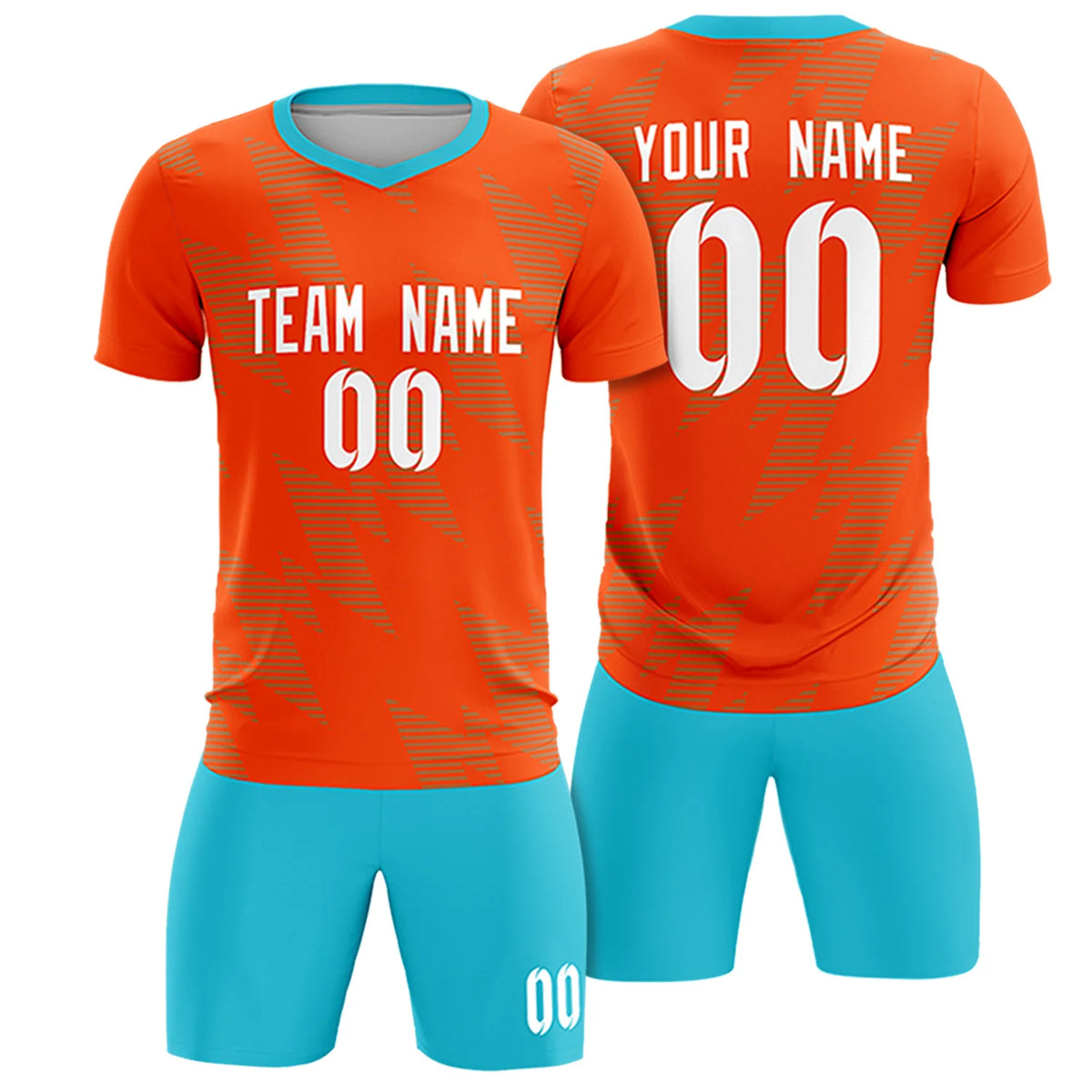 Custom Orange Aqua Quick Dry Training Uniform Soccer Sets Jersey
