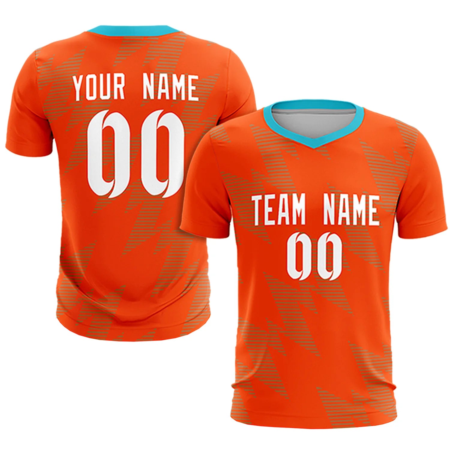 Custom Orange Aqua Quick Dry Training Uniform Soccer Sets Jersey