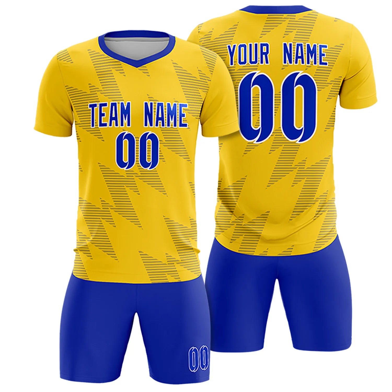 Custom Gold01 Royal Blue Quick Dry Training Uniform Soccer Sets Jersey