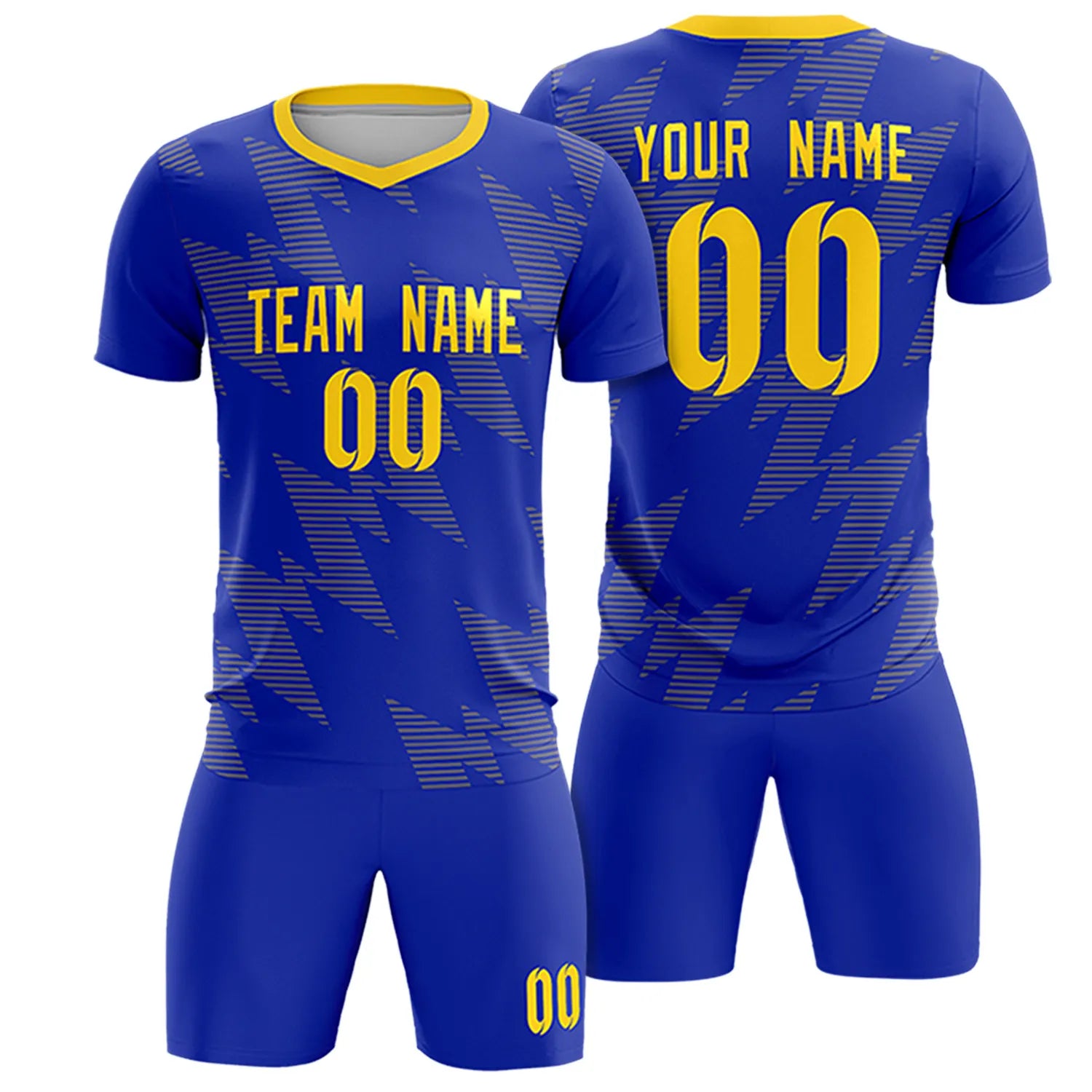 Custom Royal Blue Gold01 Quick Dry Training Uniform Soccer Sets Jersey