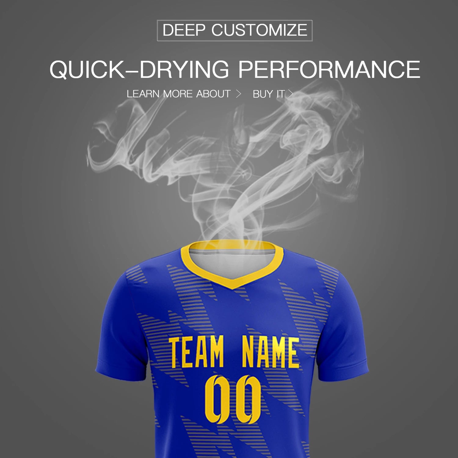 Custom Royal Blue Gold01 Quick Dry Training Uniform Soccer Sets Jersey