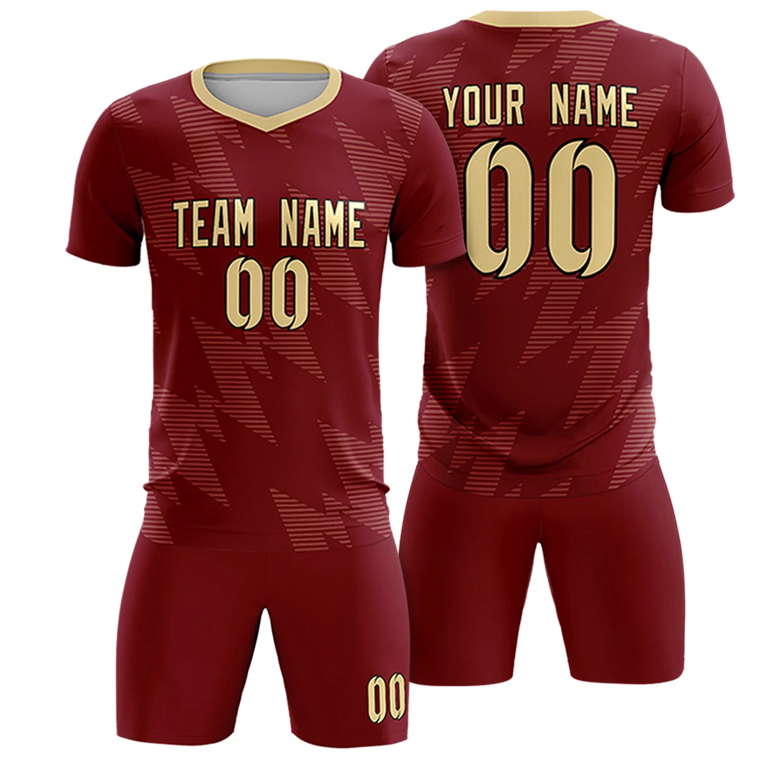 Custom Crimson Khaki Quick Dry Training Uniform Soccer Sets Jersey