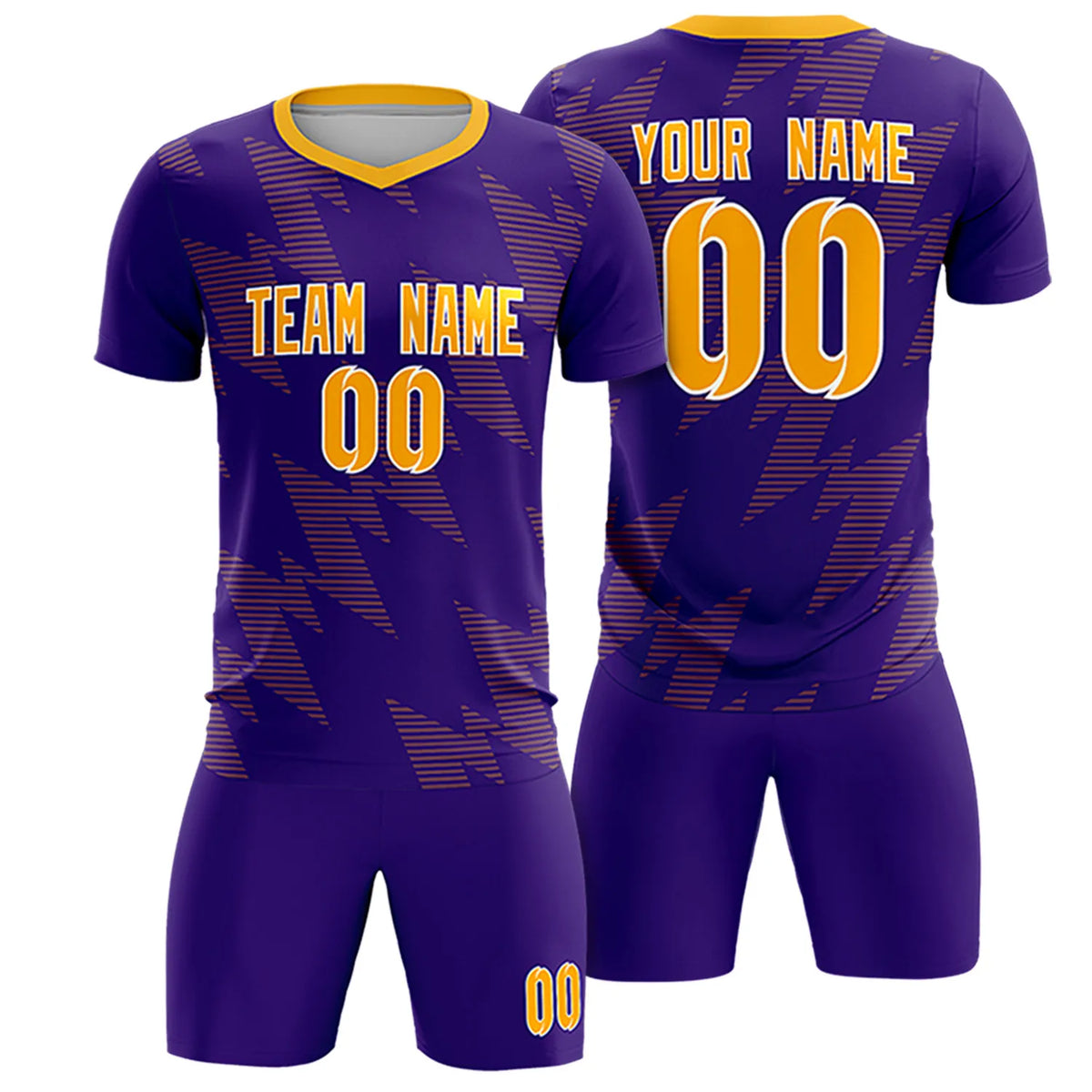 Custom Purple Gold01 Quick Dry Training Uniform Soccer Sets Jersey