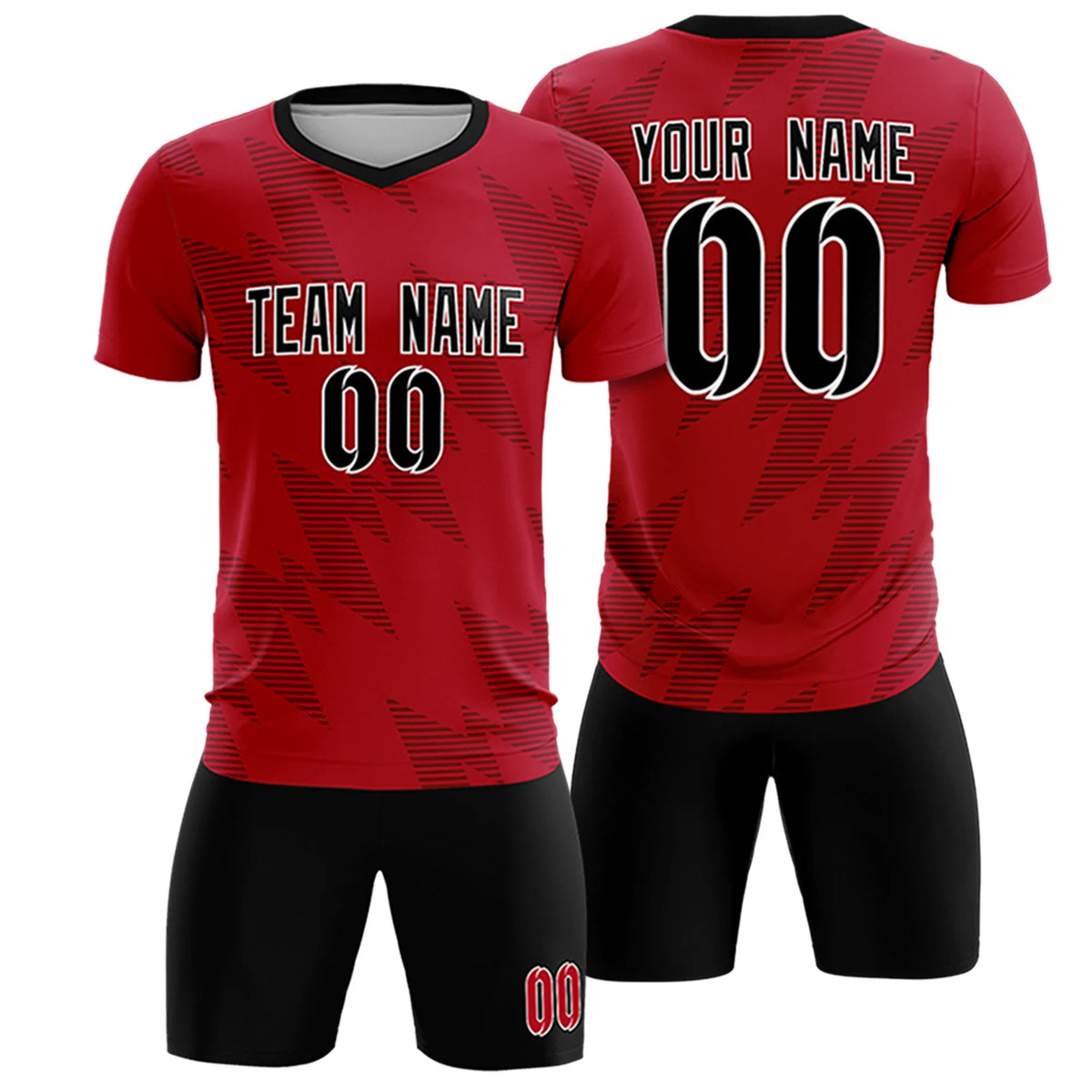 Custom Red Black Quick Dry Training Uniform Soccer Sets Jersey