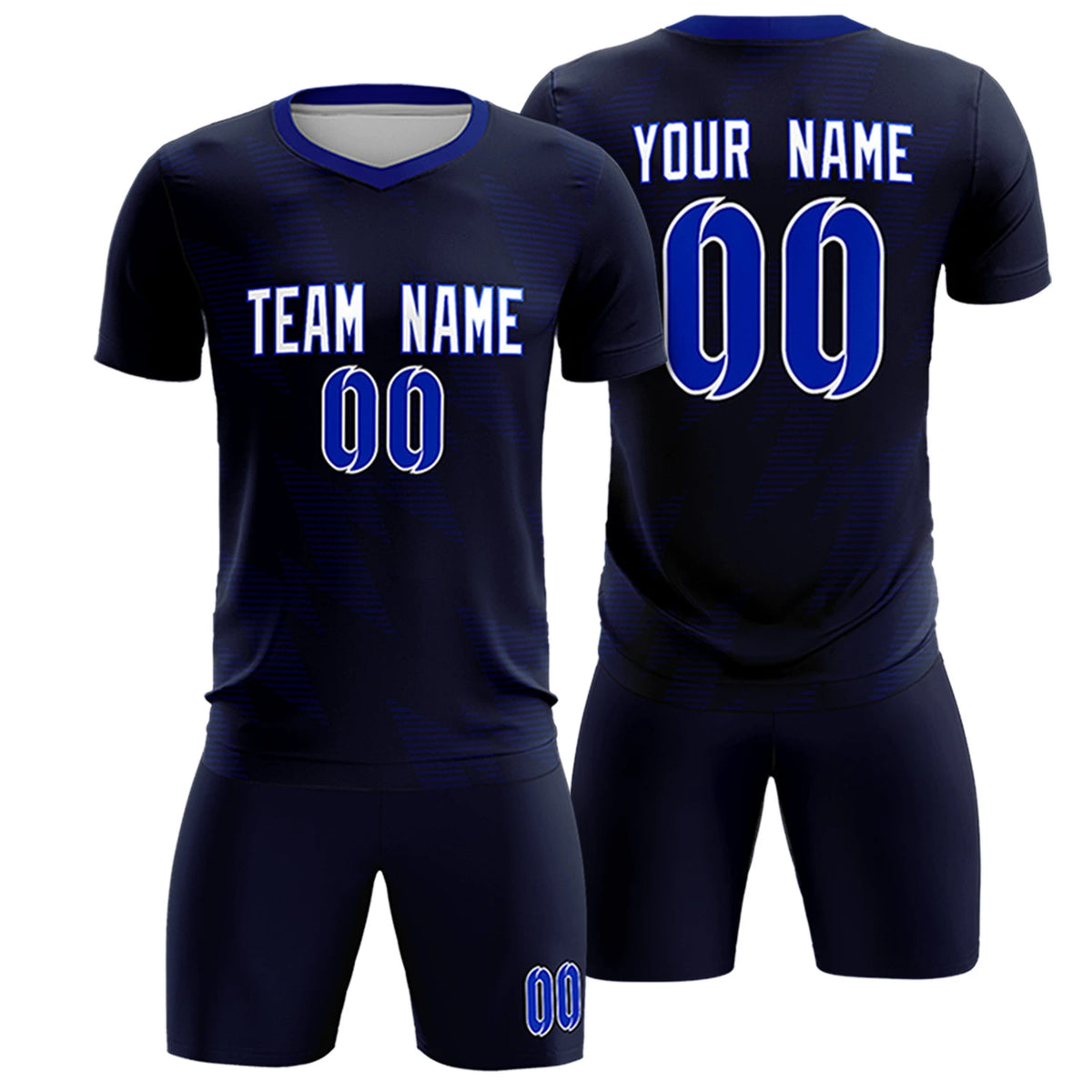 Custom Navy Royal Blue Quick Dry Training Uniform Soccer Sets Jersey