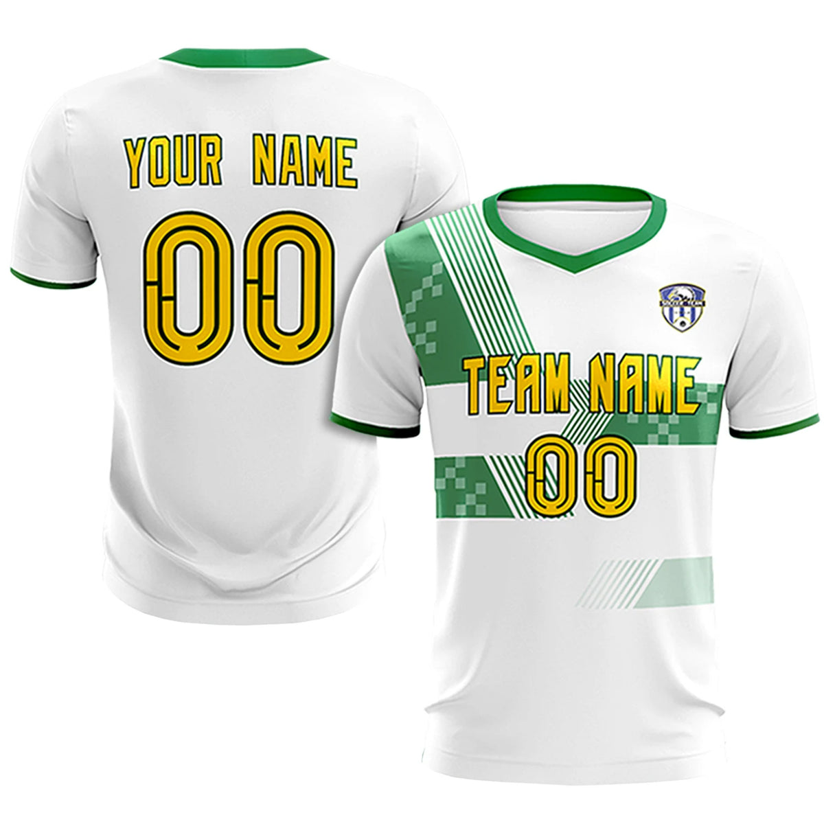 Custom White Kelly Green Training Uniform For Men Soccer Sets Jersey