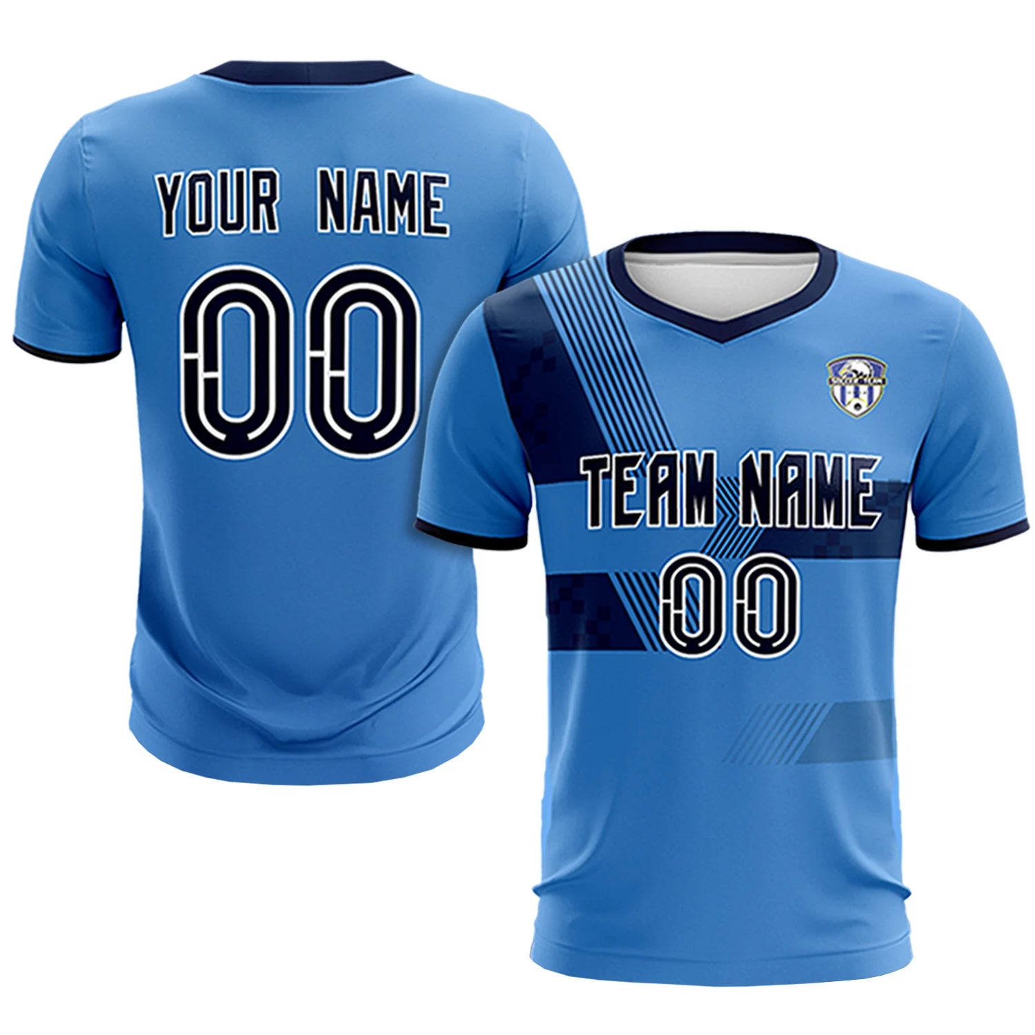 Custom Powder Blue Navy Training Uniform For Men Soccer Sets Jersey