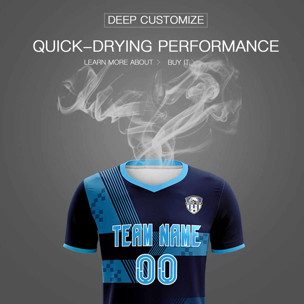 Custom Navy Powder Blue Training Uniform For Men Soccer Sets Jersey