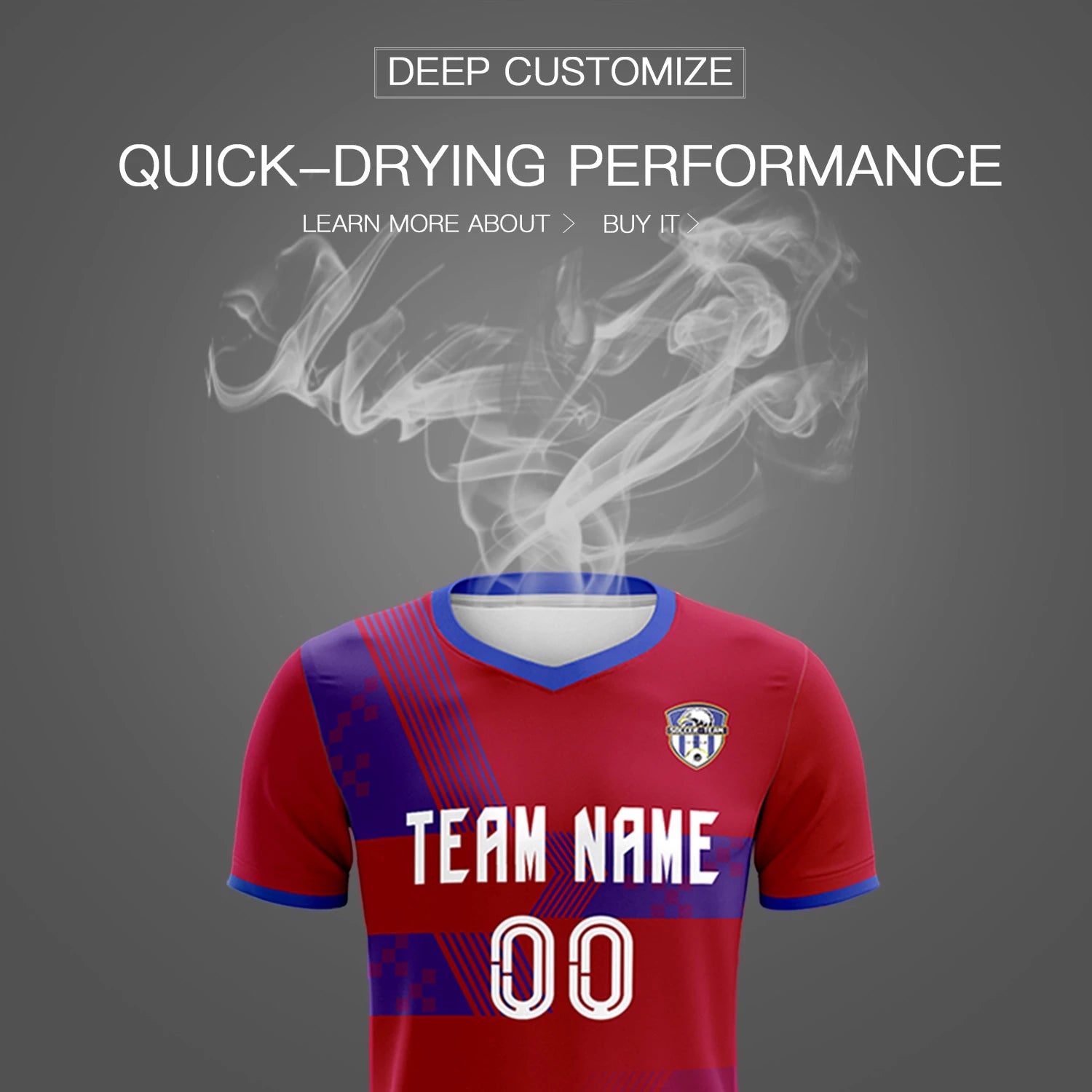 Custom Red Royal Blue Training Uniform For Men Soccer Sets Jersey