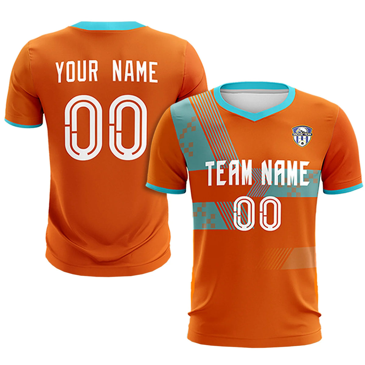 Custom Orange Aqua Training Uniform For Men Soccer Sets Jersey