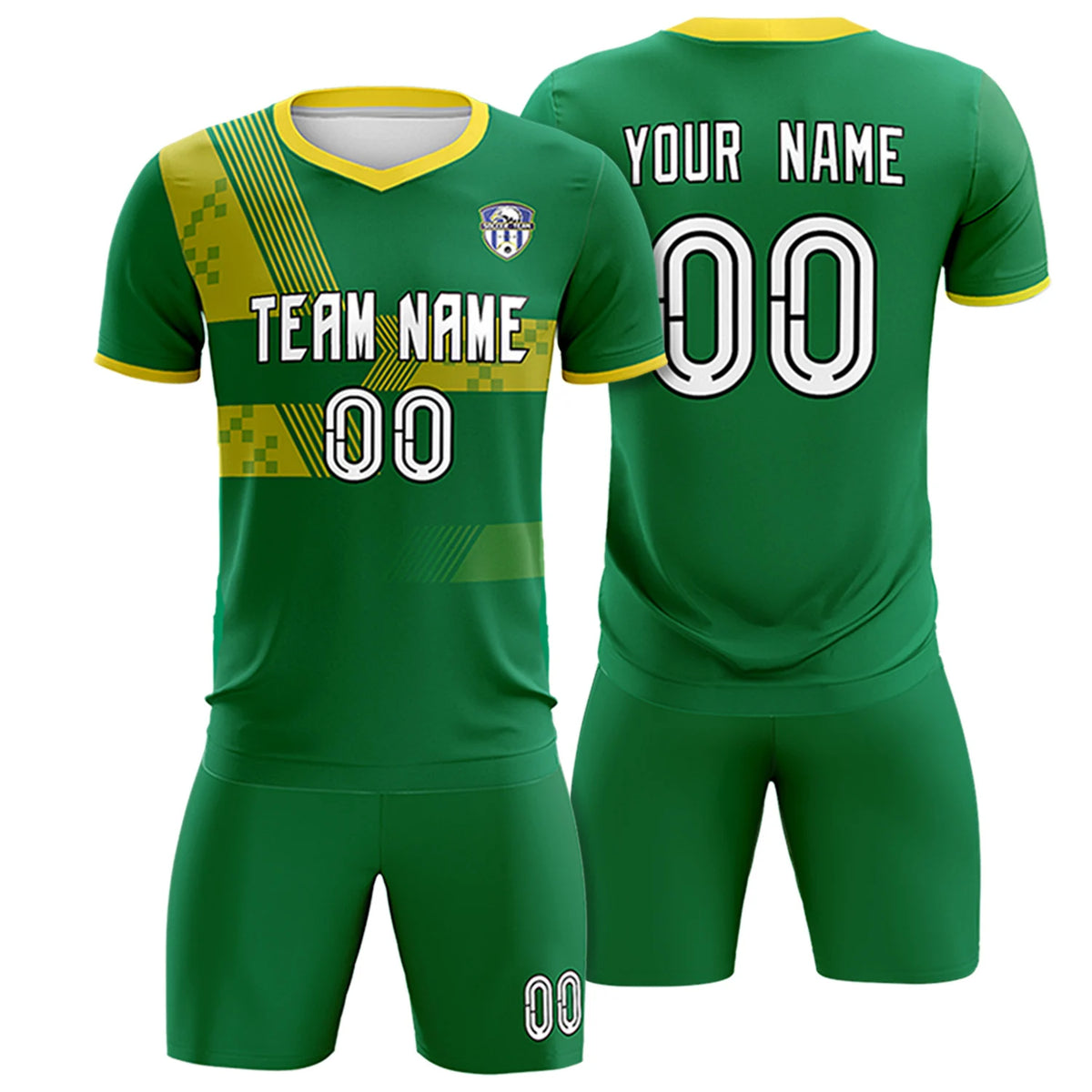 Custom Kelly Green Gold01 Training Uniform For Men Soccer Sets Jersey