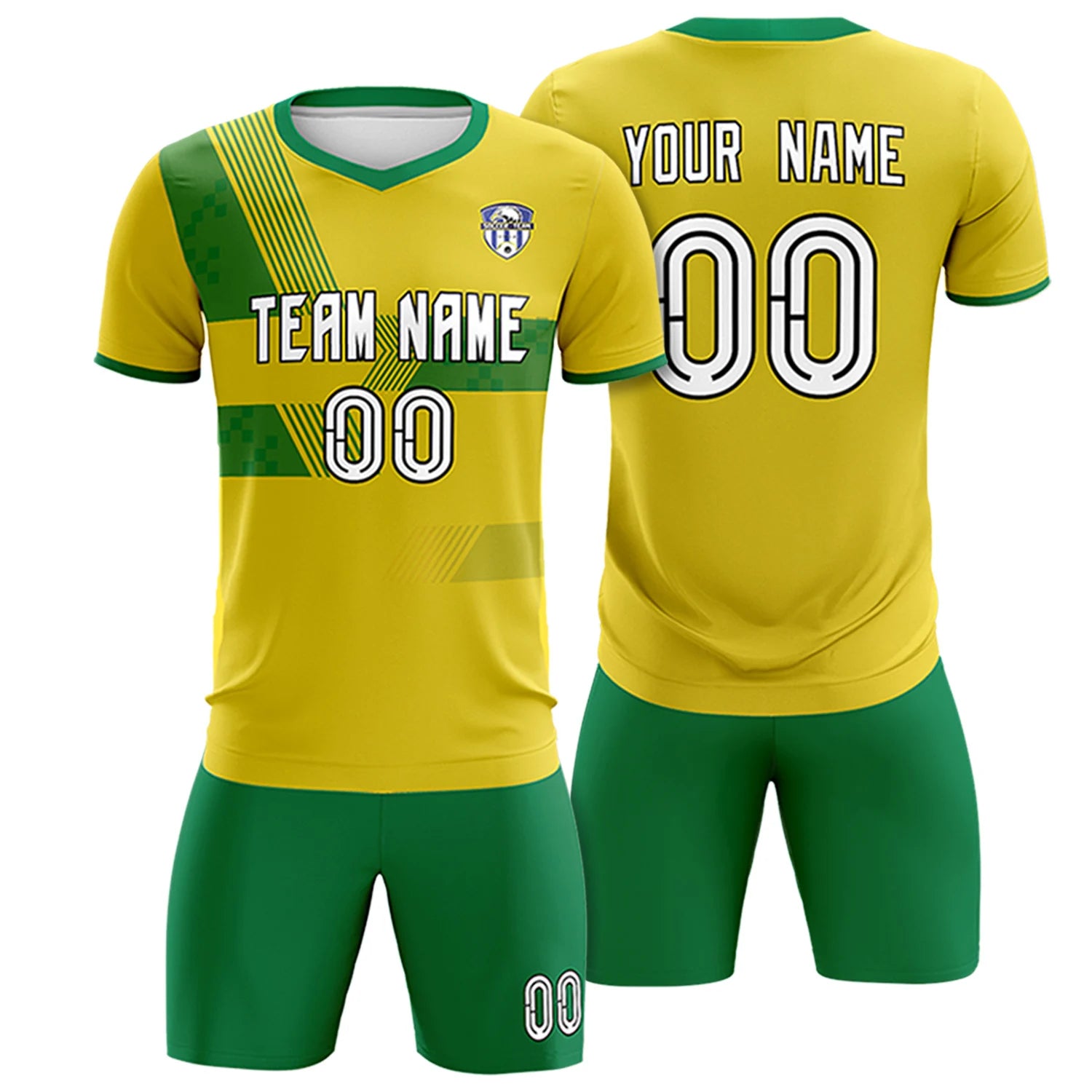 Custom Gold01 Kelly Green Training Uniform For Men Soccer Sets Jersey