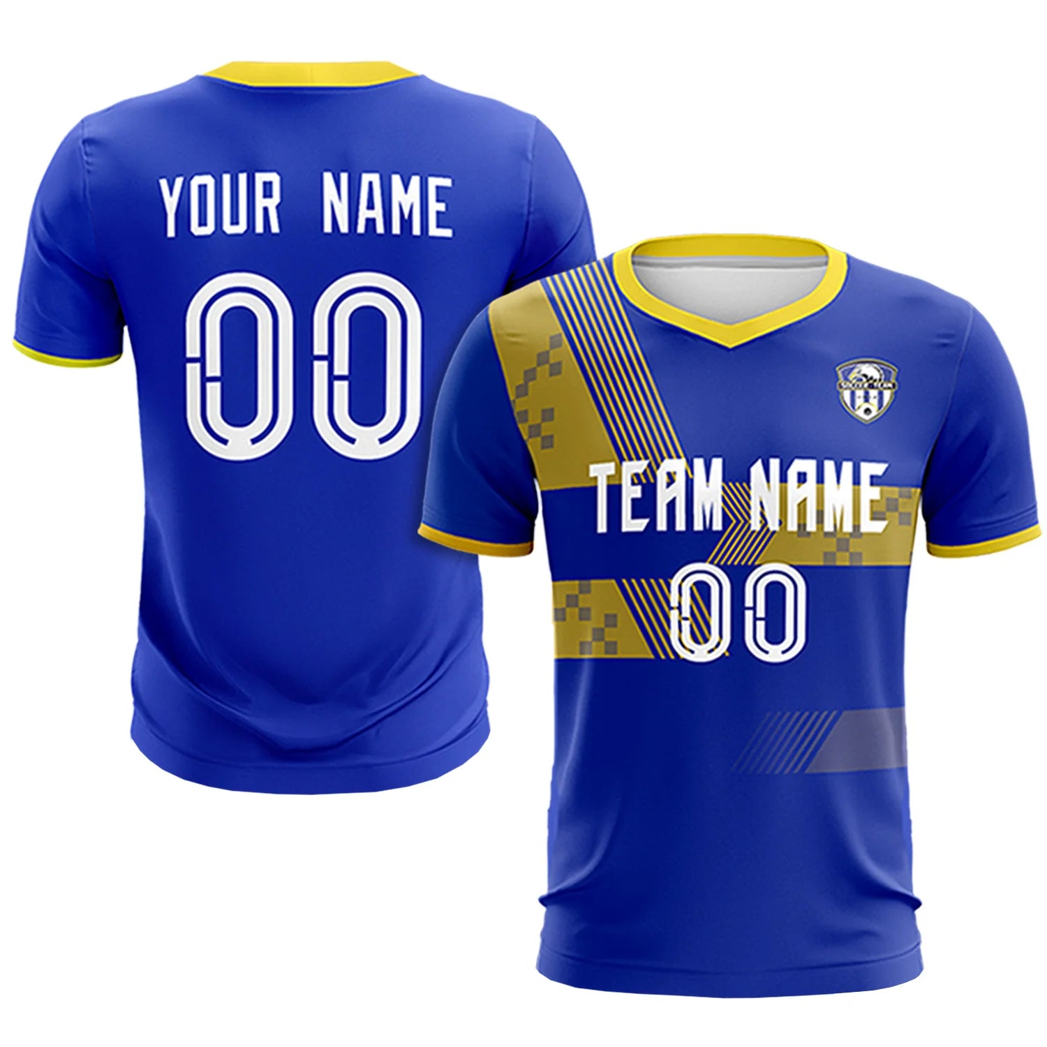 Custom Royal Blue Gold01 Training Uniform For Men Soccer Sets Jersey