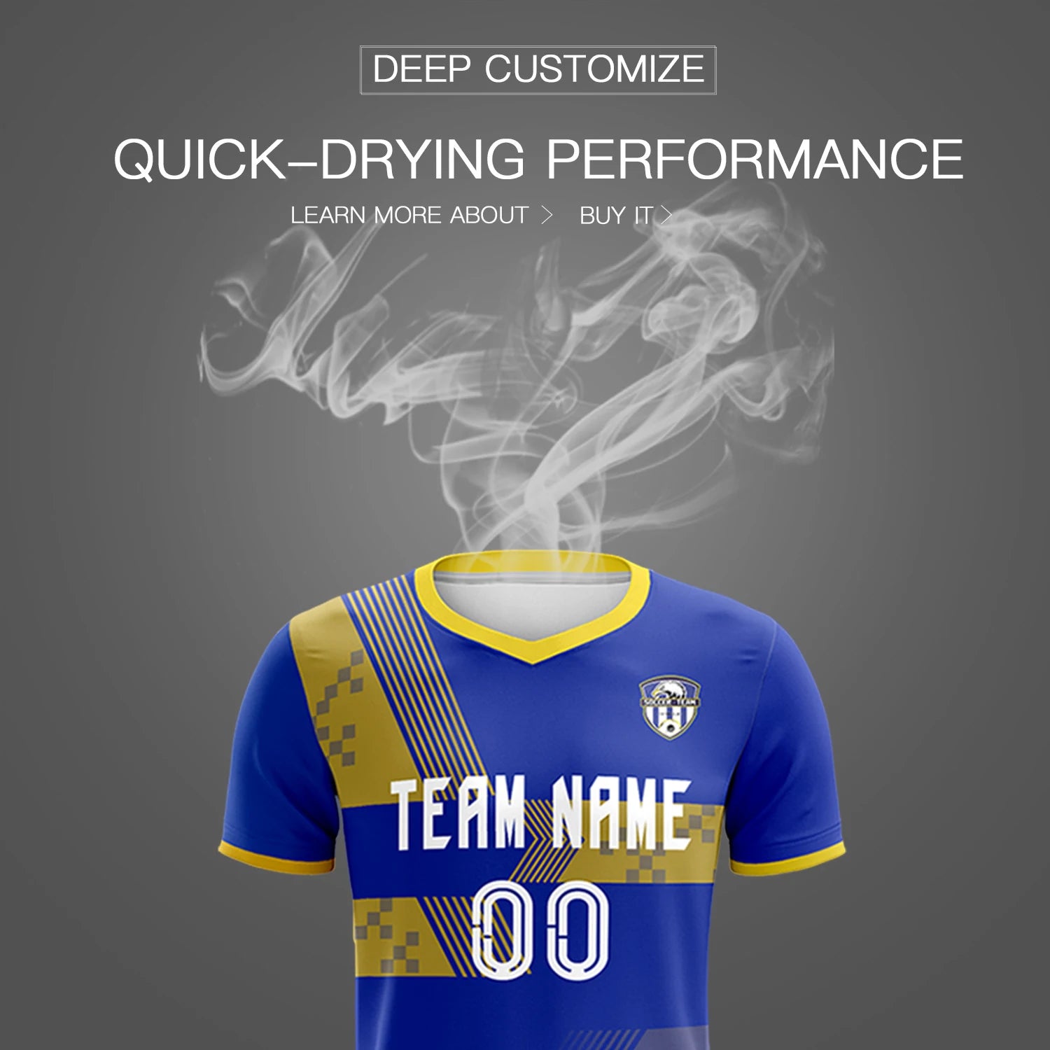 Custom Royal Blue Gold01 Training Uniform For Men Soccer Sets Jersey