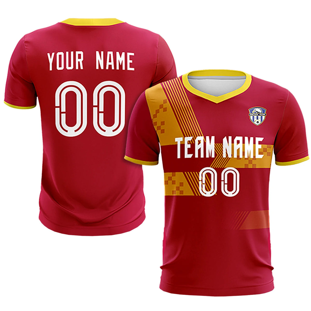 Custom Red Gold01 Training Uniform For Men Soccer Sets Jersey