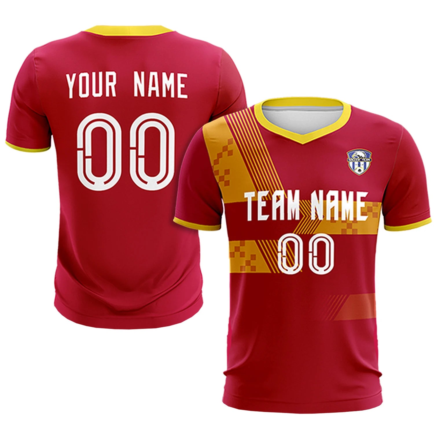 Custom Red Gold01 Training Uniform For Men Soccer Sets Jersey