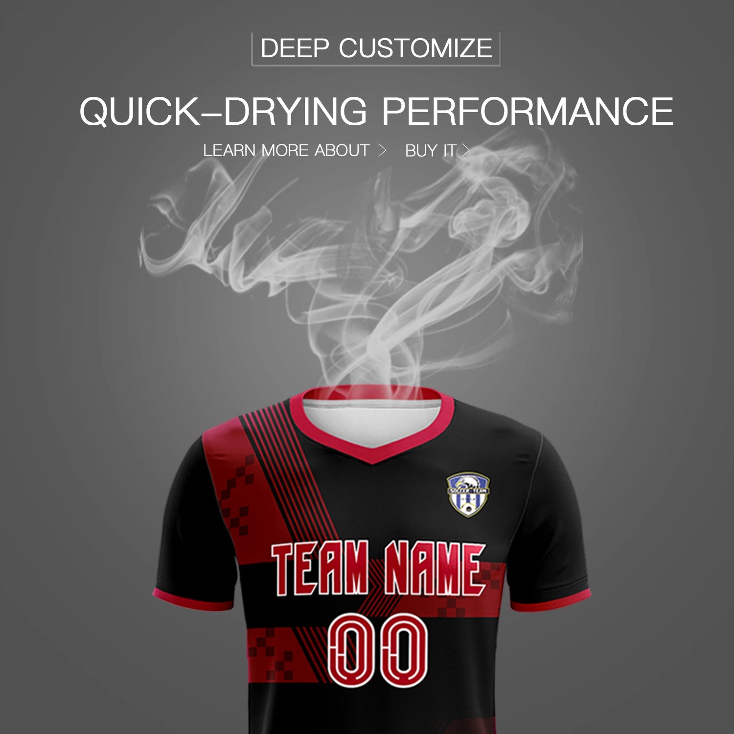 Custom Black Red Training Uniform For Men Soccer Sets Jersey