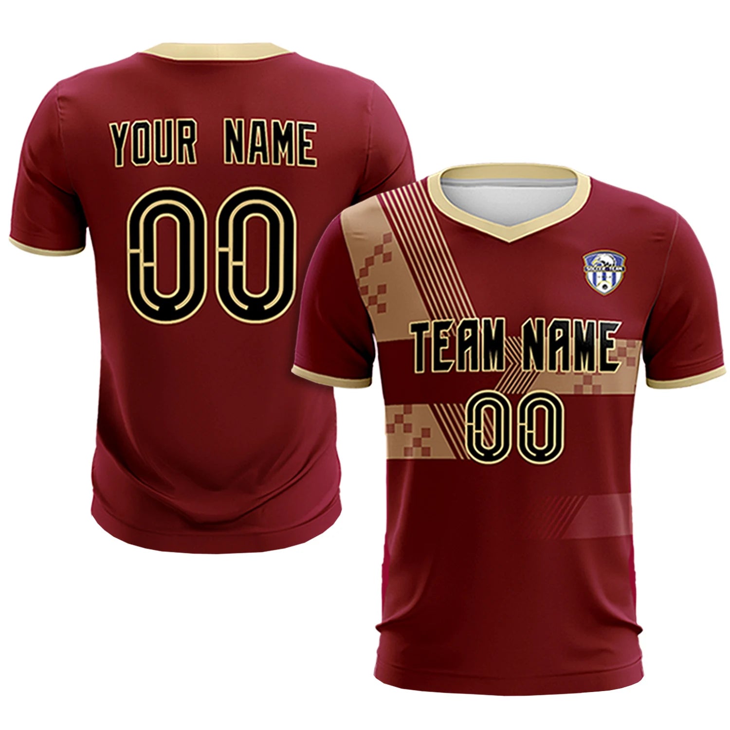 Custom Crimson Khaki Training Uniform For Men Soccer Sets Jersey