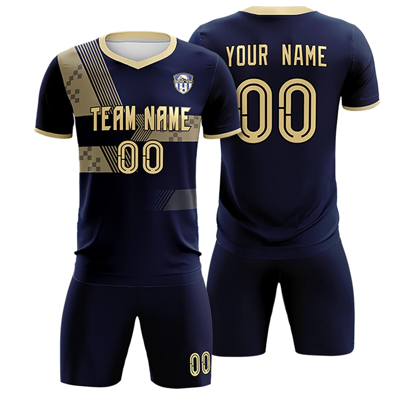Custom Navy Khaki Training Uniform For Men Soccer Sets Jersey