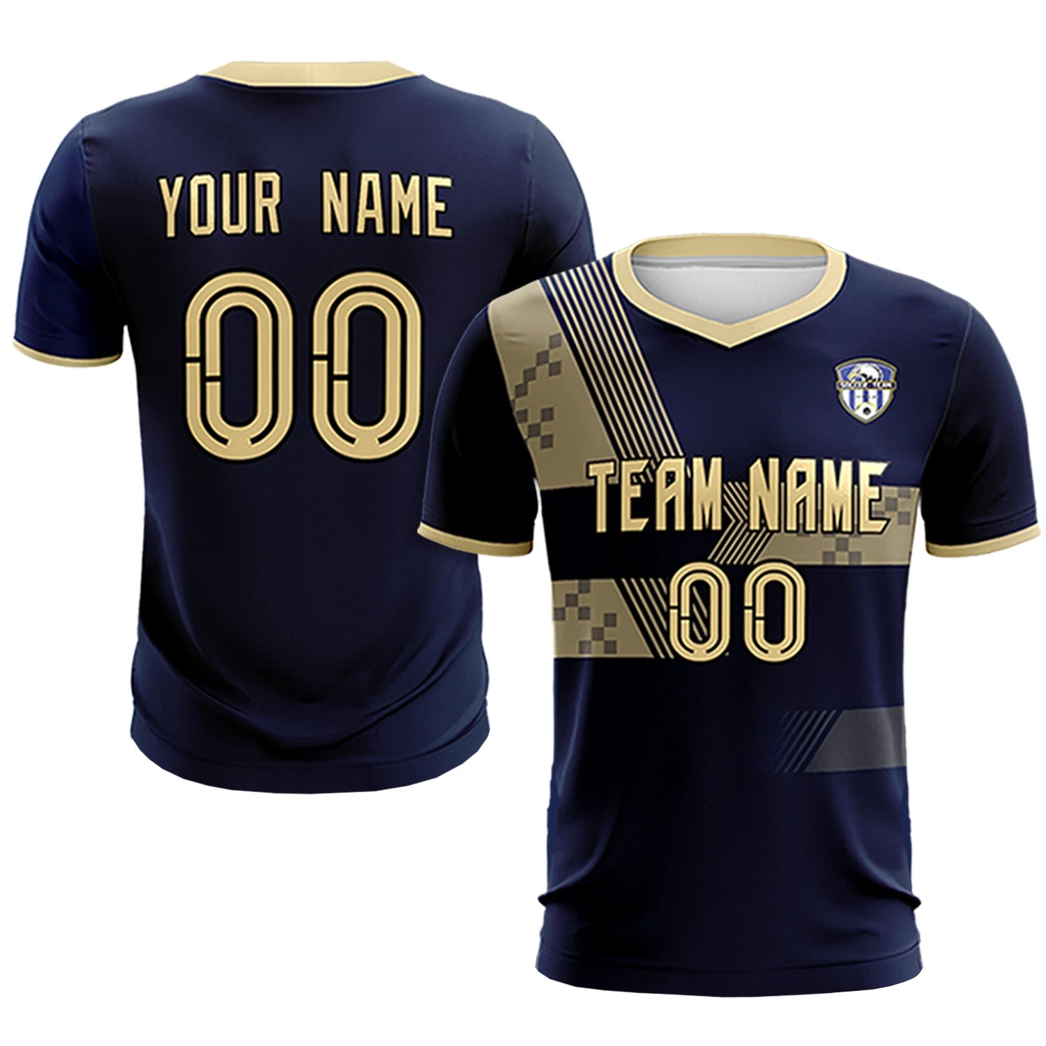 Custom Navy Khaki Training Uniform For Men Soccer Sets Jersey