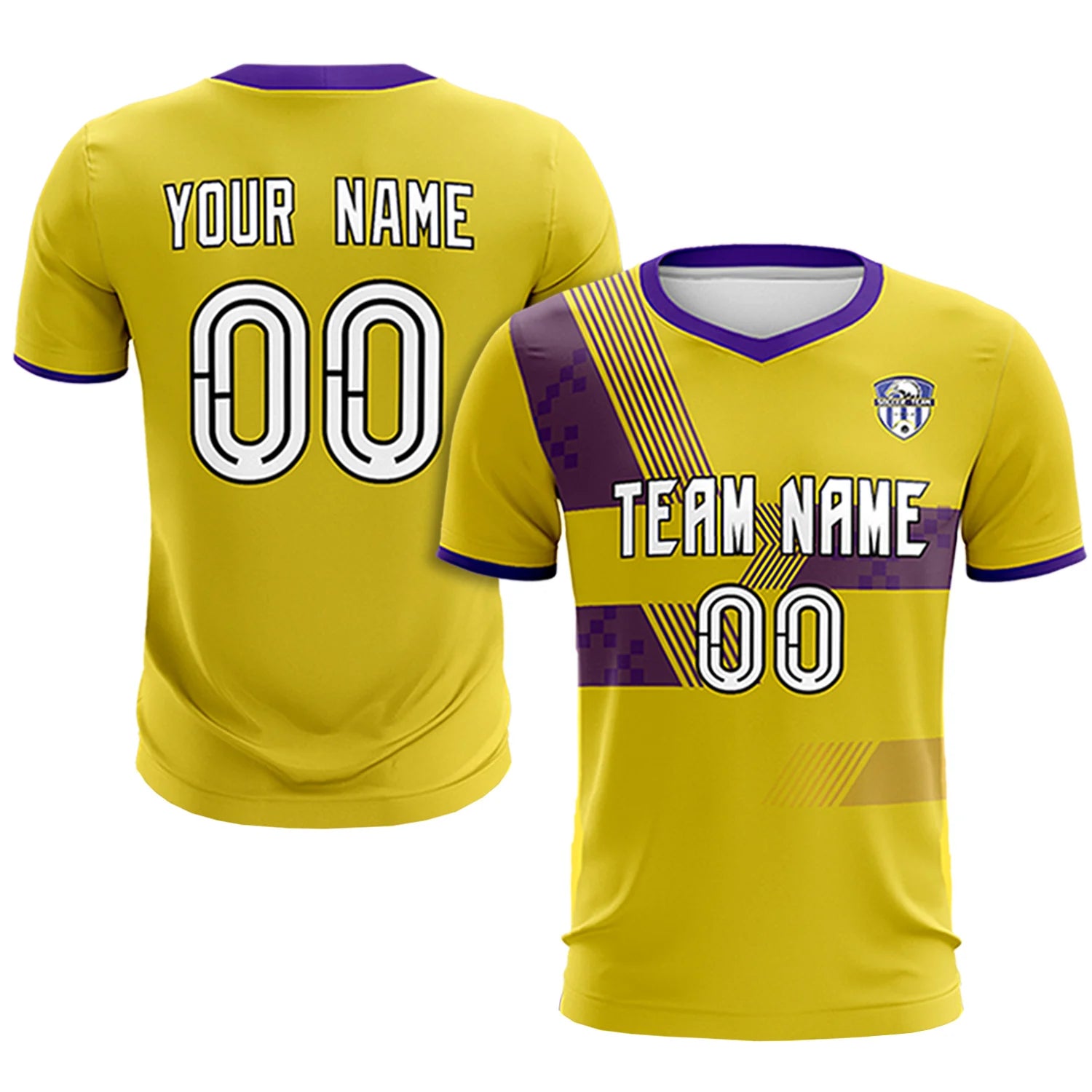 Custom Gold01 Purple Training Uniform For Men Soccer Sets Jersey