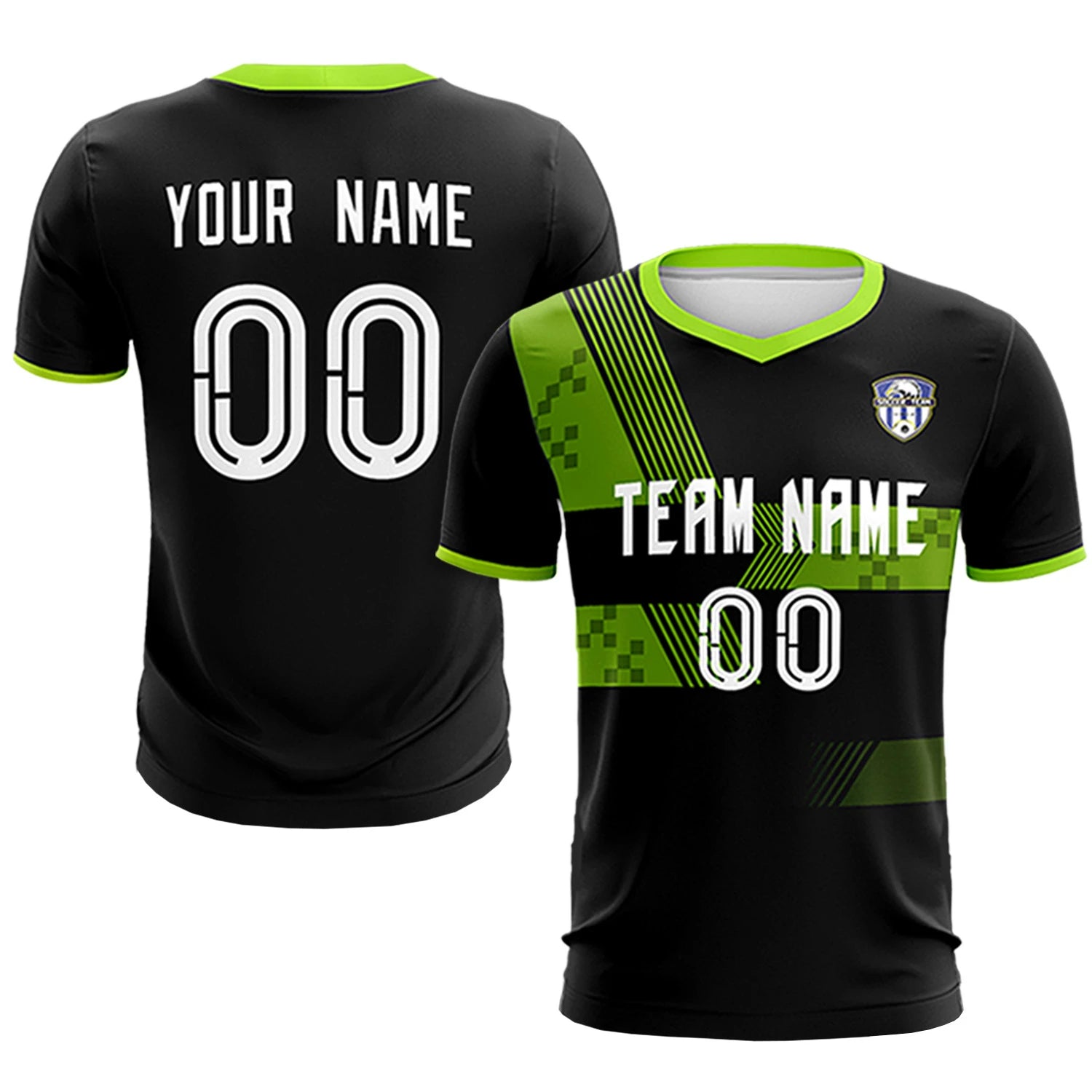 Custom Black Neon Green Training Uniform For Men Soccer Sets Jersey