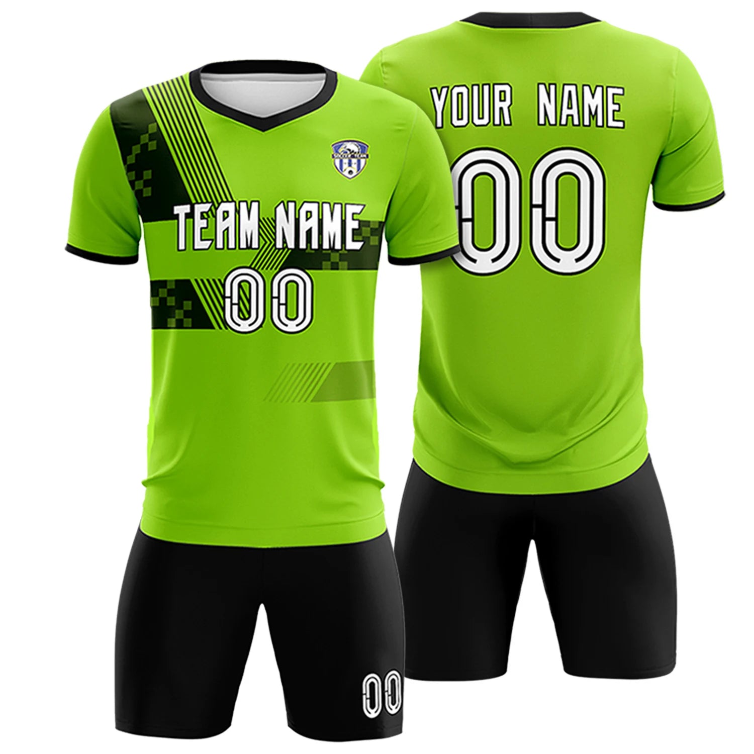 Custom Neon Green Black Training Uniform For Men Soccer Sets Jersey