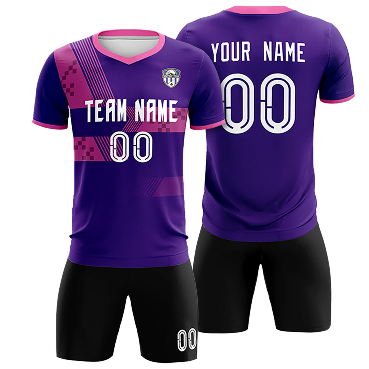Custom Purple Pink Training Uniform For Men Soccer Sets Jersey
