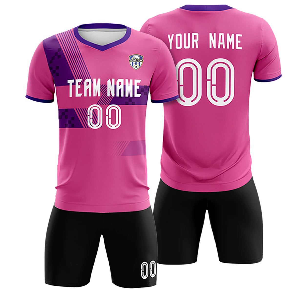 Custom Pink Purple Training Uniform For Men Soccer Sets Jersey