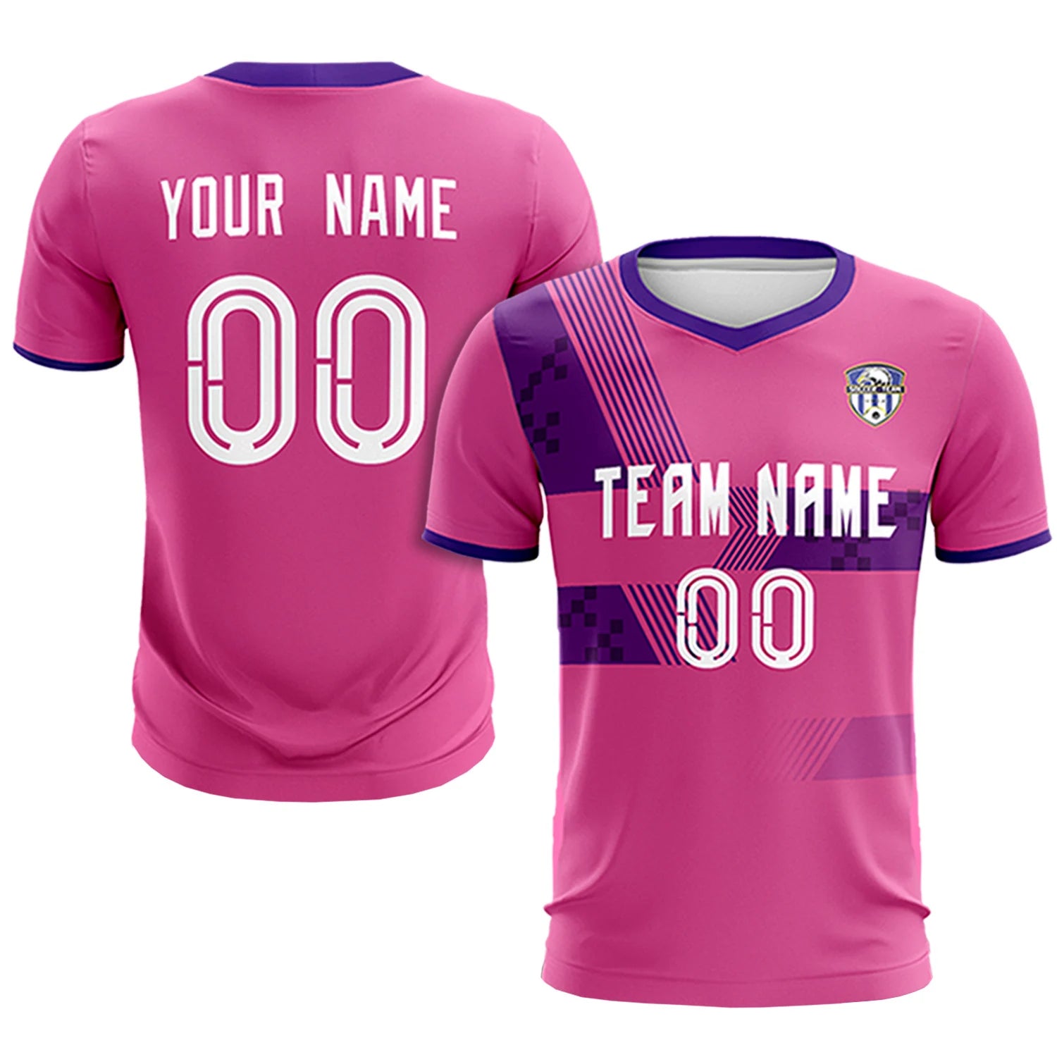 Custom Pink Purple Training Uniform For Men Soccer Sets Jersey