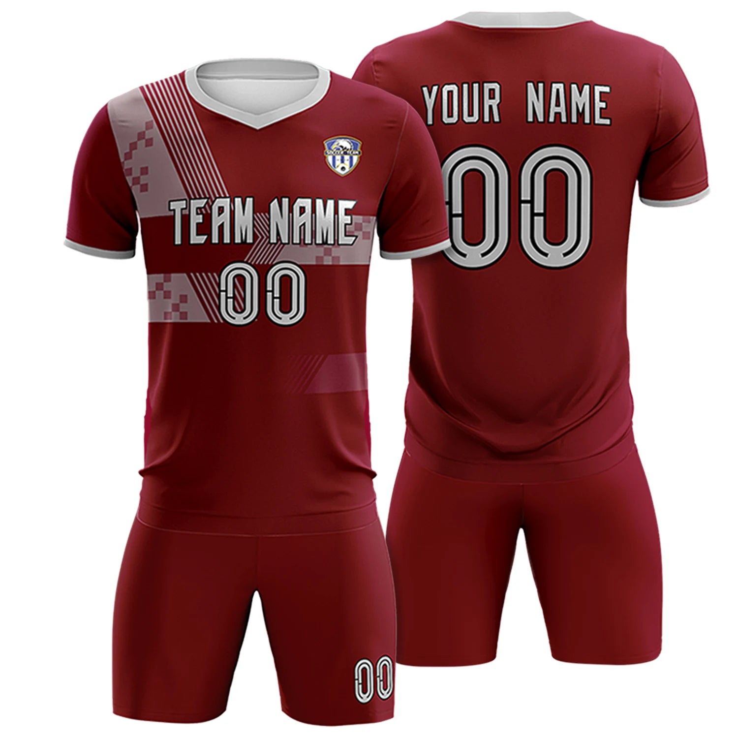 Custom Crimson Gray Training Uniform For Men Soccer Sets Jersey