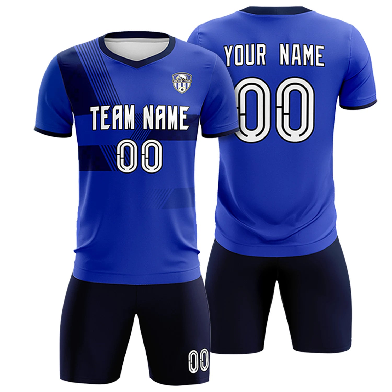 Custom Royal Blue Navy Training Uniform For Men Soccer Sets Jersey
