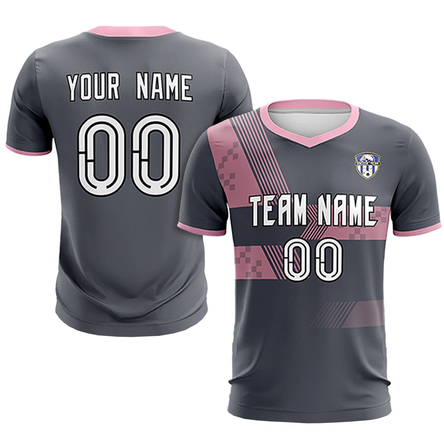 Custom Gray Light Pink Training Uniform For Men Soccer Sets Jersey