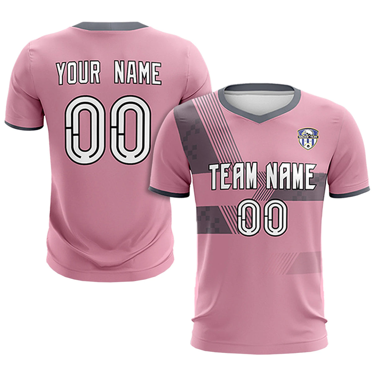 Custom Light Pink Gray Training Uniform For Men Soccer Sets Jersey