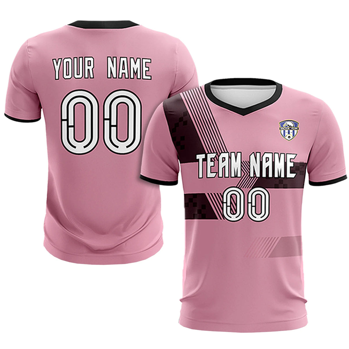 Custom Light Pink Black Training Uniform For Men Soccer Sets Jersey