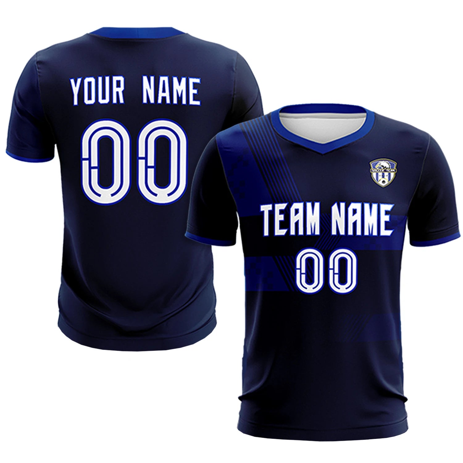 Custom Navy Royal Blue Training Uniform For Men Soccer Sets Jersey