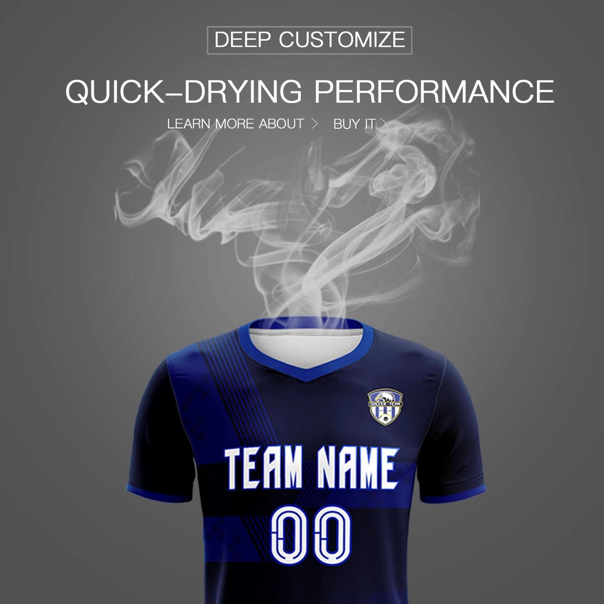 Custom Navy Royal Blue Training Uniform For Men Soccer Sets Jersey