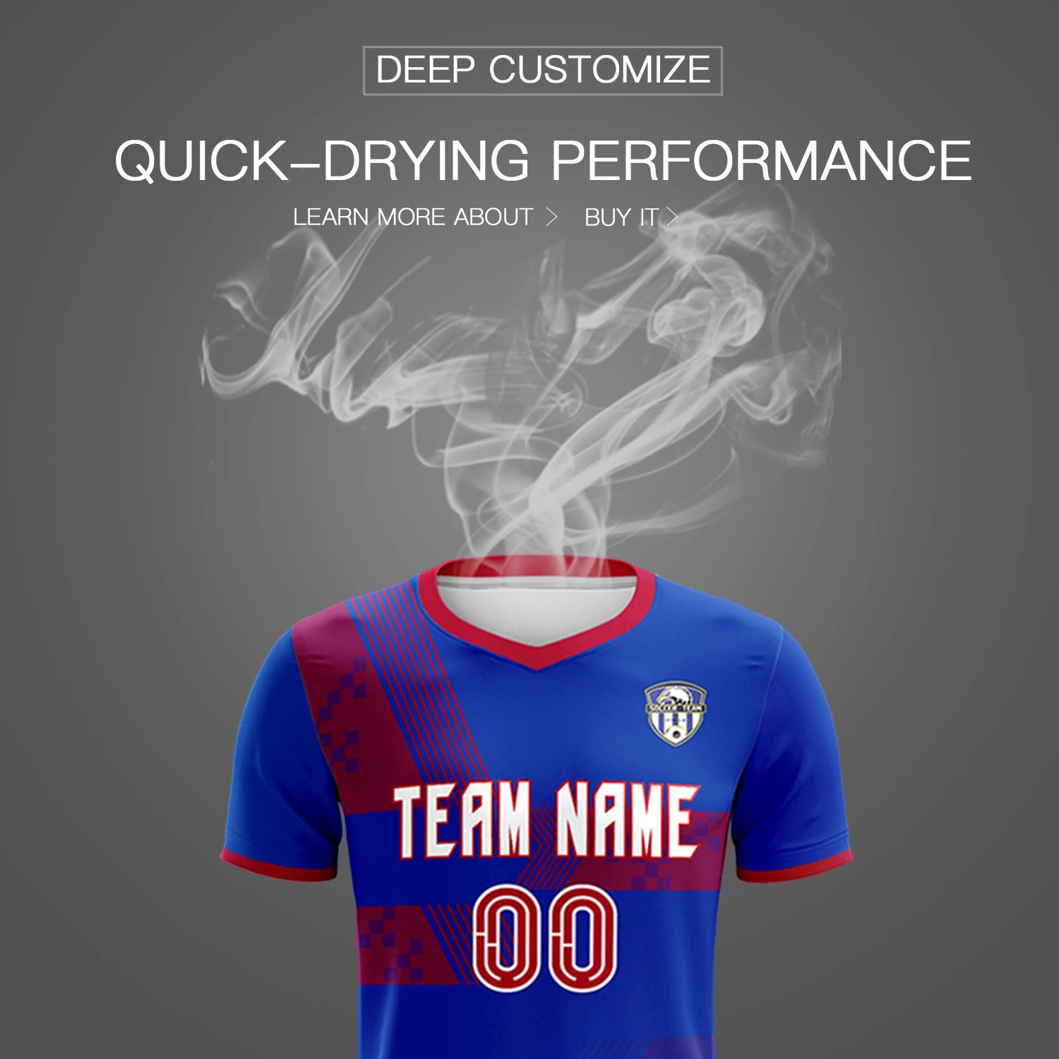 Custom Royal Blue Red Training Uniform For Men Soccer Sets Jersey