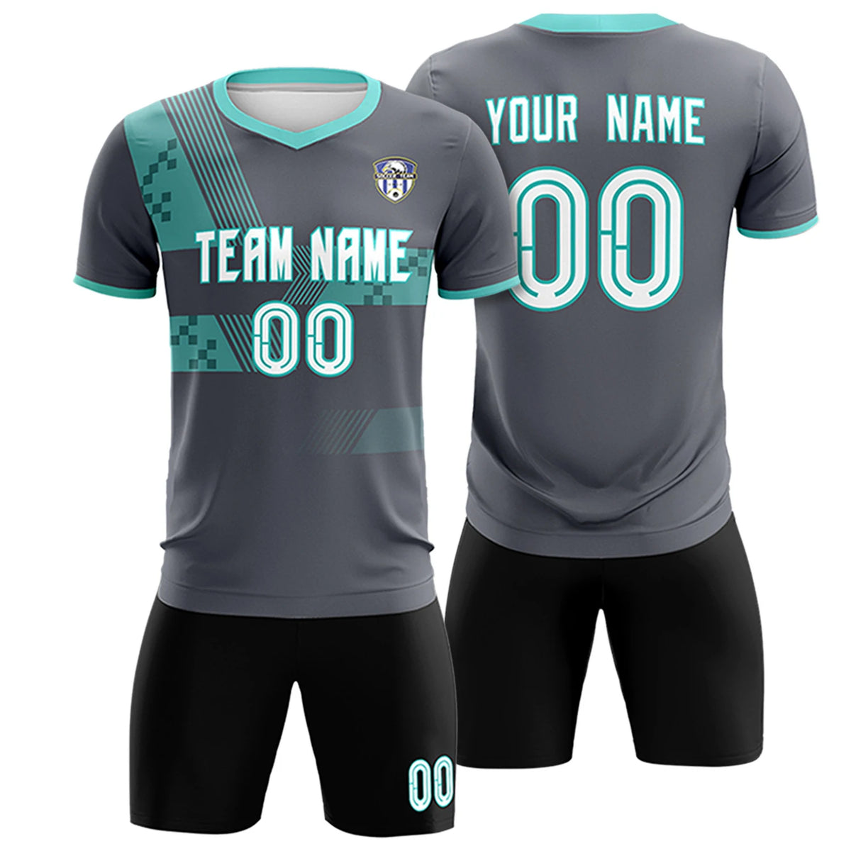 Custom Gray Bright Green Training Uniform For Men Soccer Sets Jersey