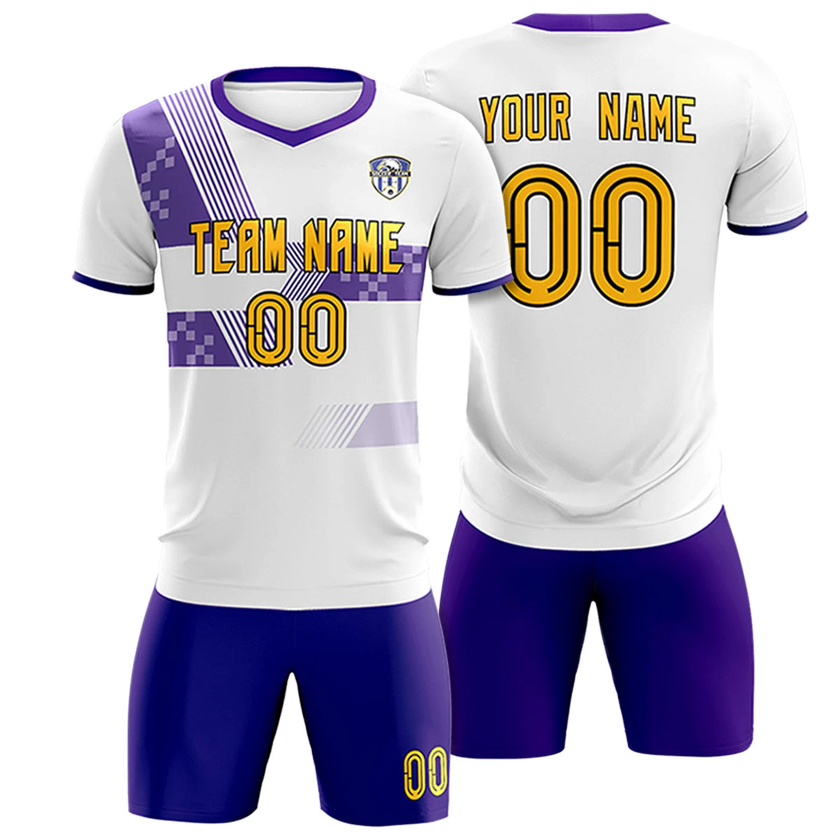 Custom White Purple Training Uniform For Men Soccer Sets Jersey